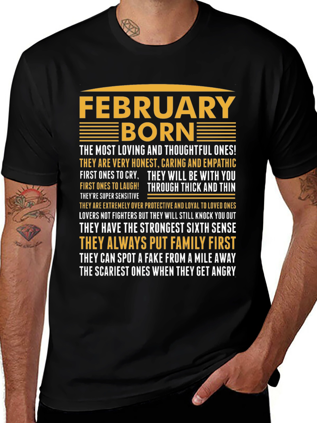 Variant 6 of February Born T-Shirt - Loving, Thoughtful, Strong