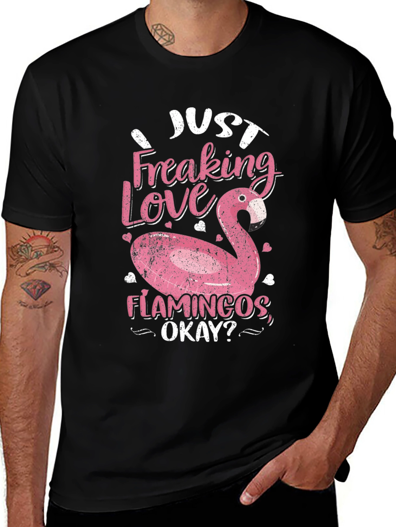 Variant 12 of I Just Freaking Love Flamingos Black T-Shirt
