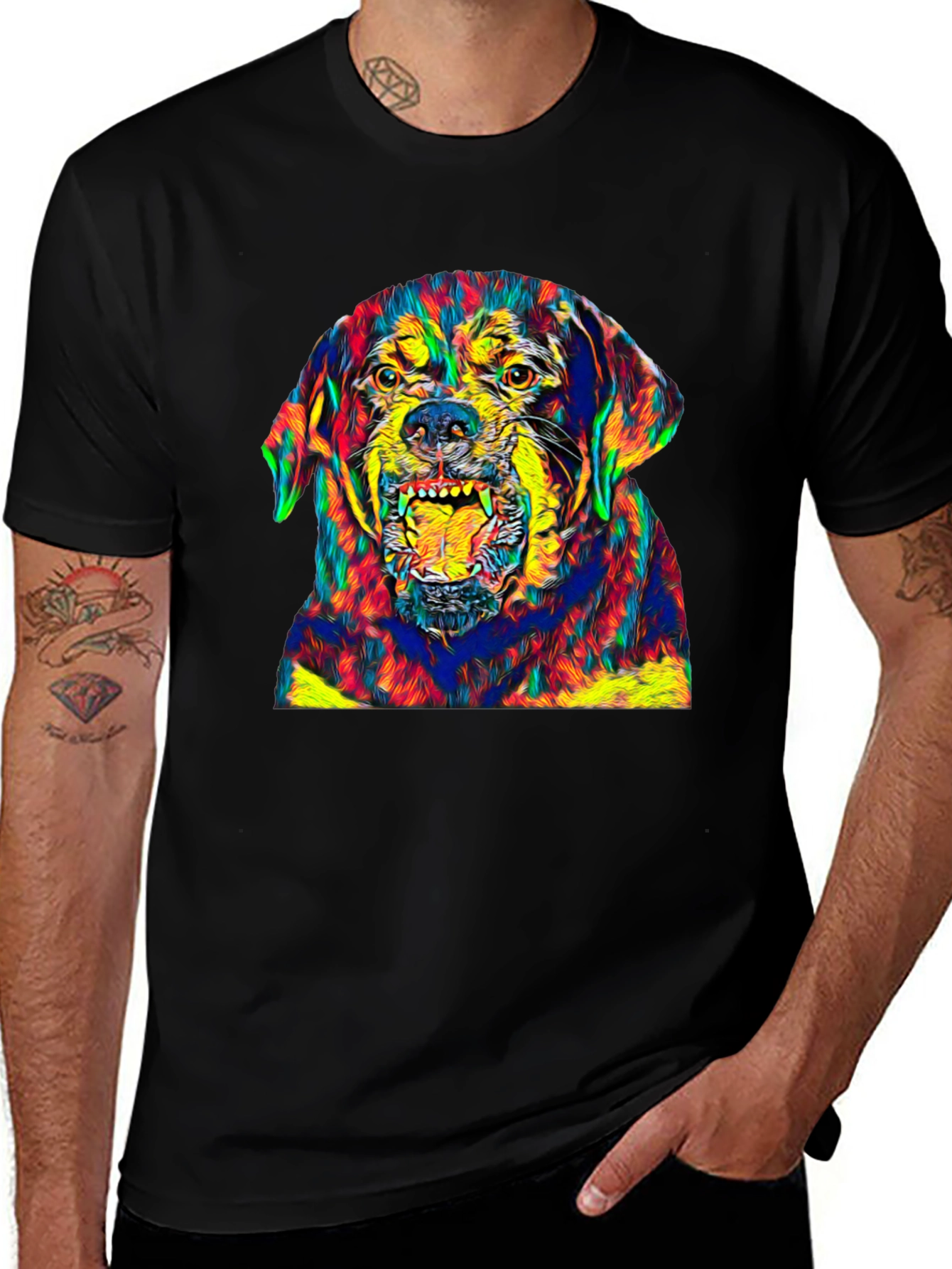 Variant 28 of Rottweiler Dog Colorful Graphic Print T-Shirt