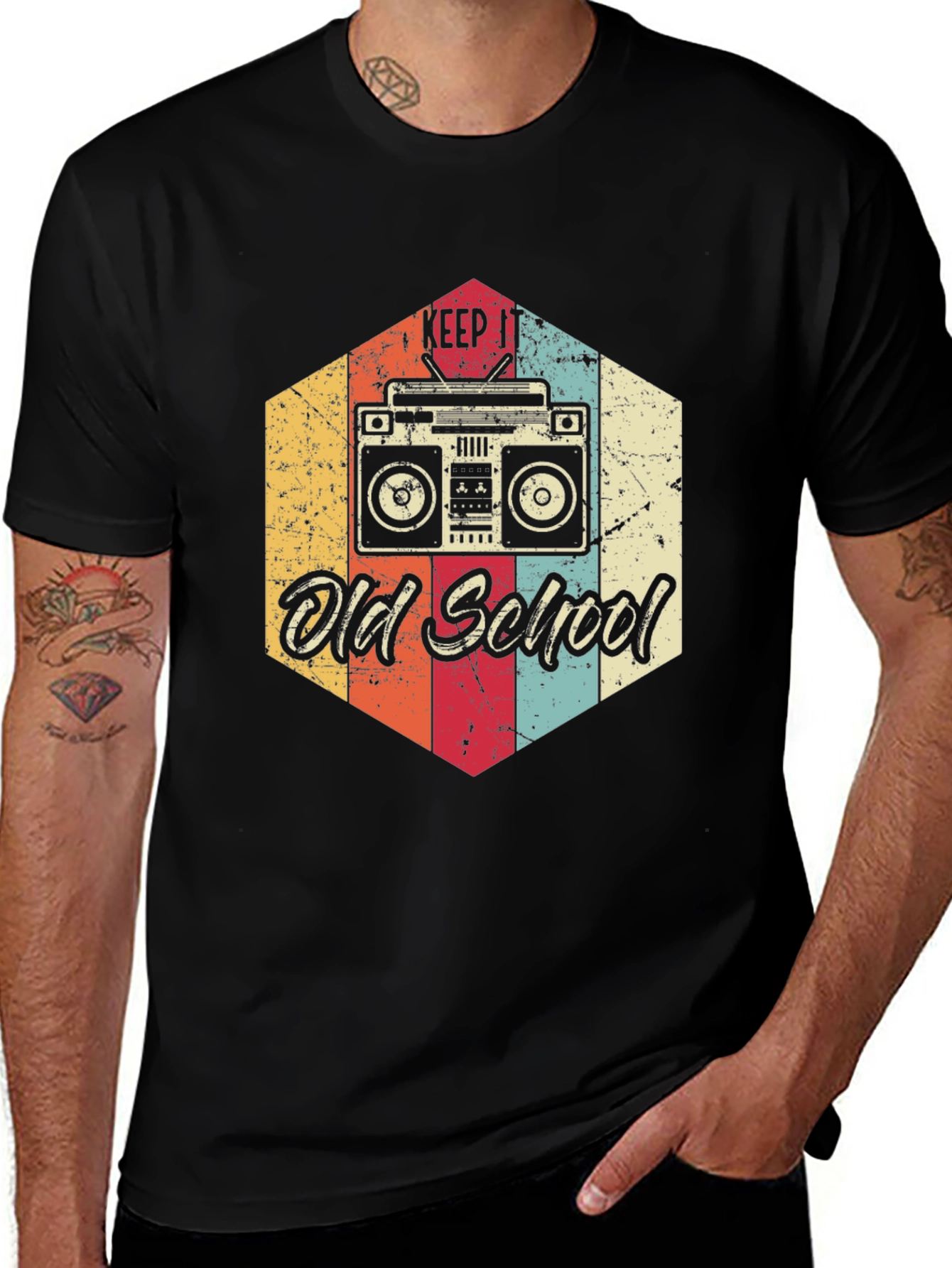 Variant 15 of Keep it Old School Retro Boombox T-Shirt