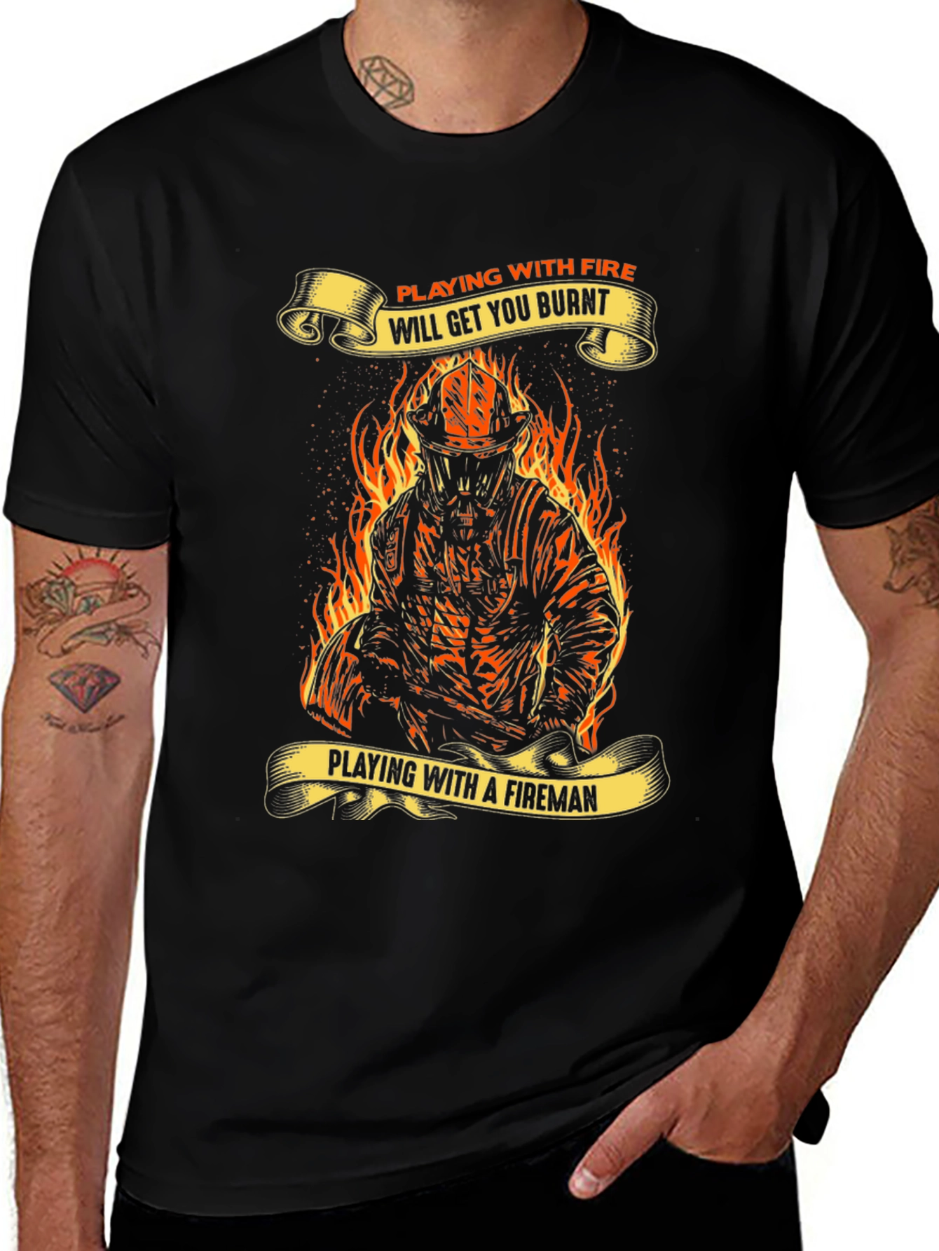 Variant 9 of Fireman Graphic T-Shirt - Playing with Fire