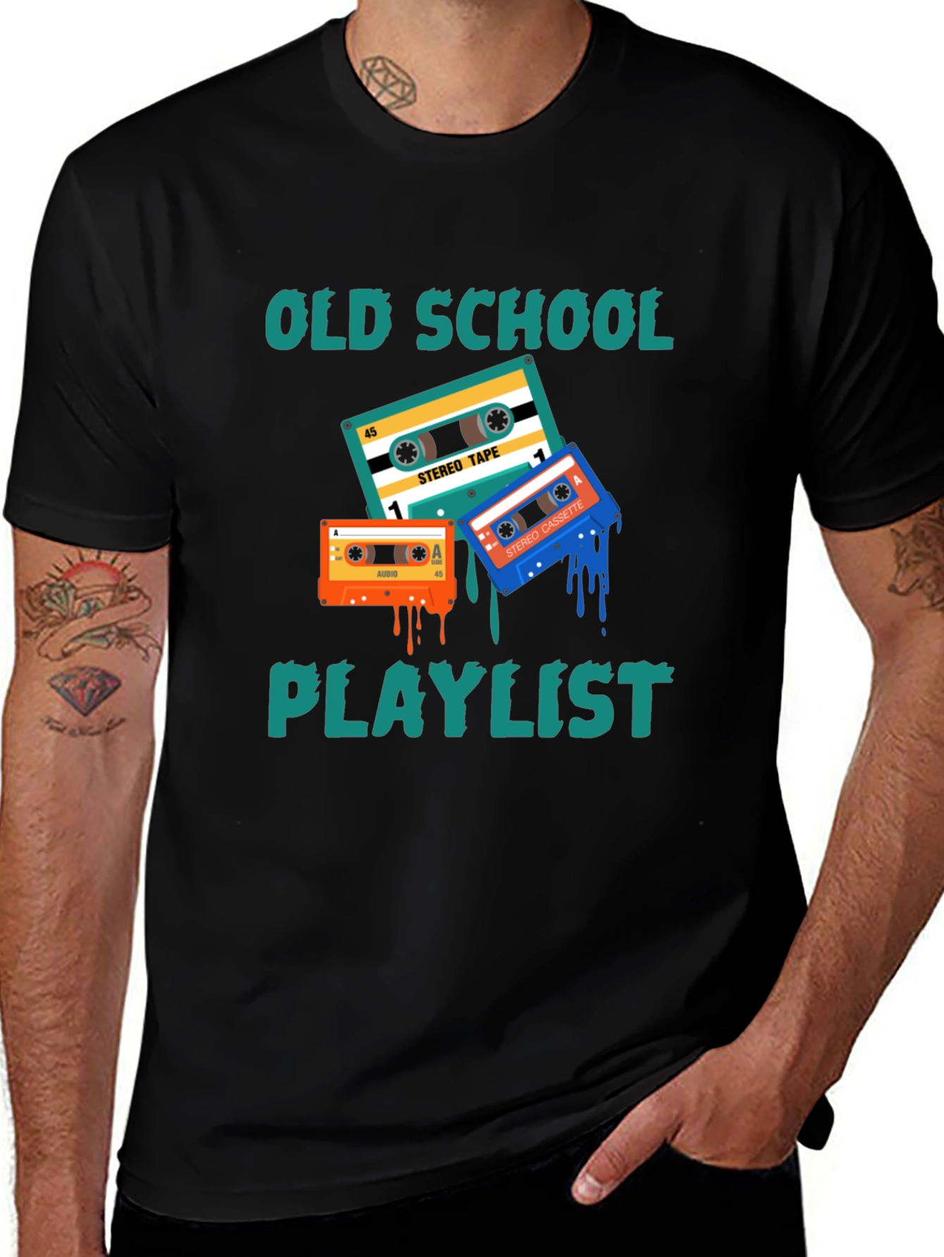 Variant 24 of Old School Playlist T-Shirt - Retro Music Style