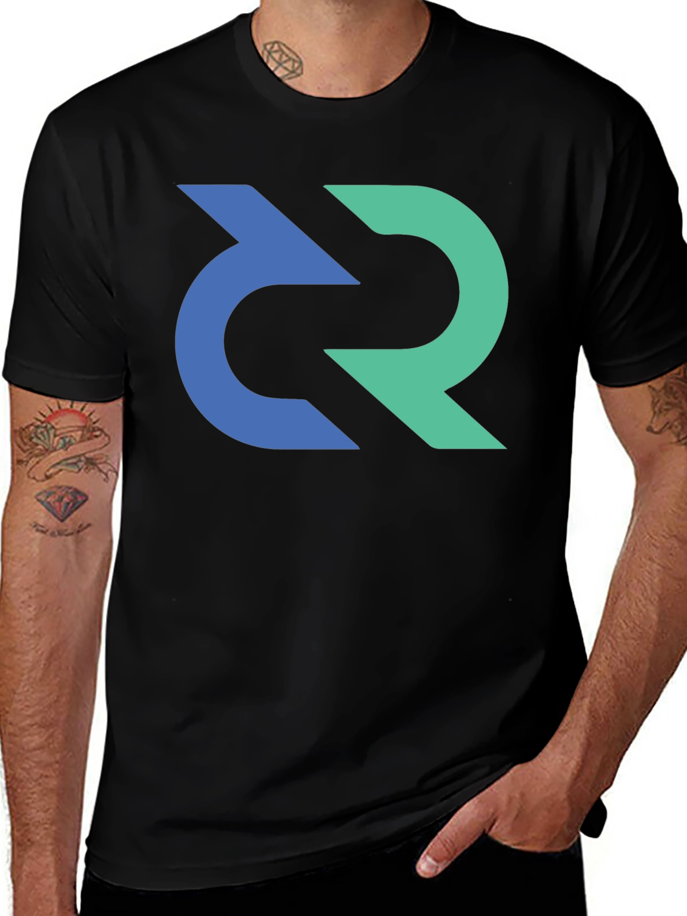 Variant 26 of Abstract R Logo Graphic T-Shirt - Modern Style