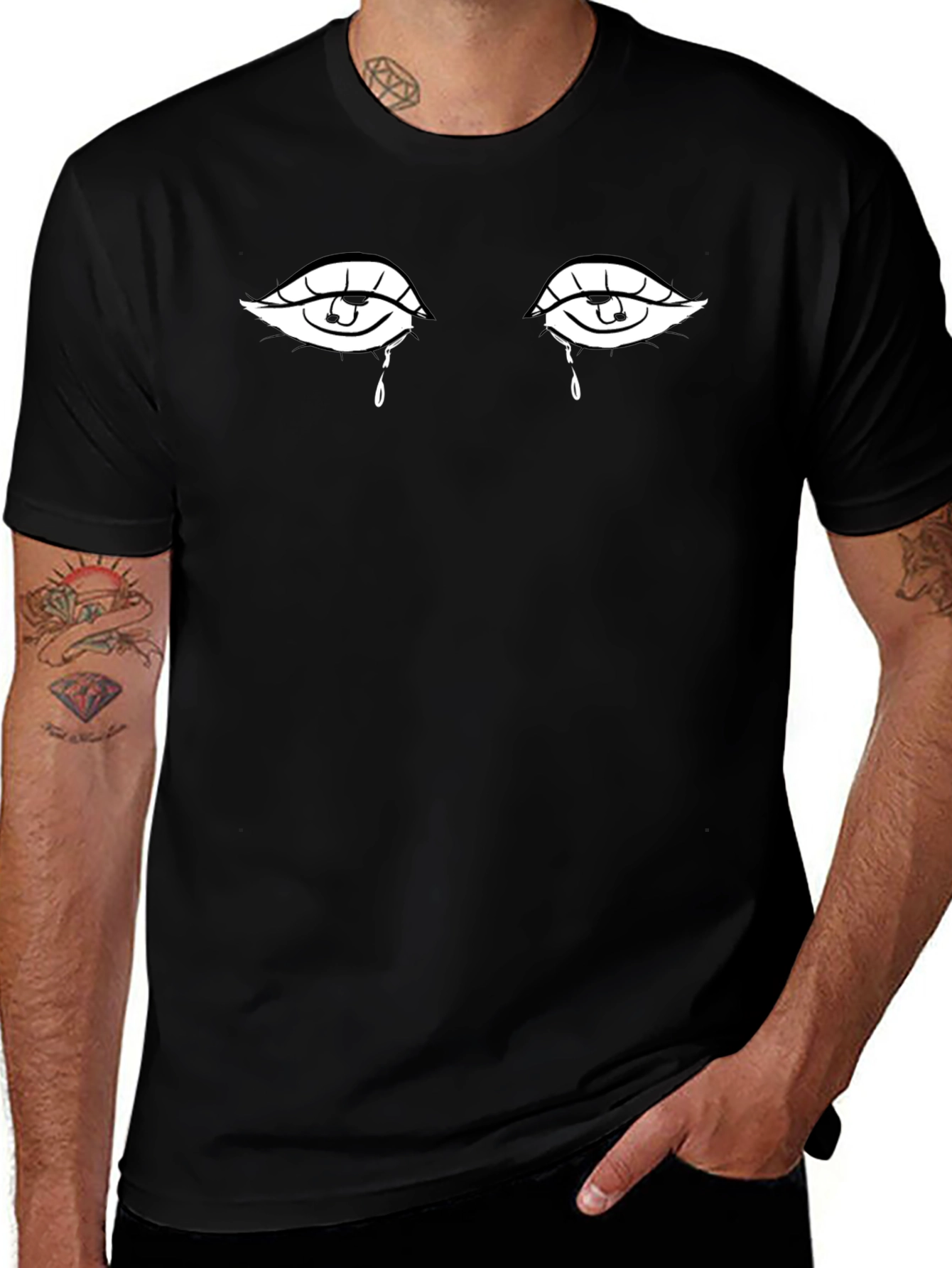 Variant 17 of Teary Eyes Graphic Tee - Black Cotton