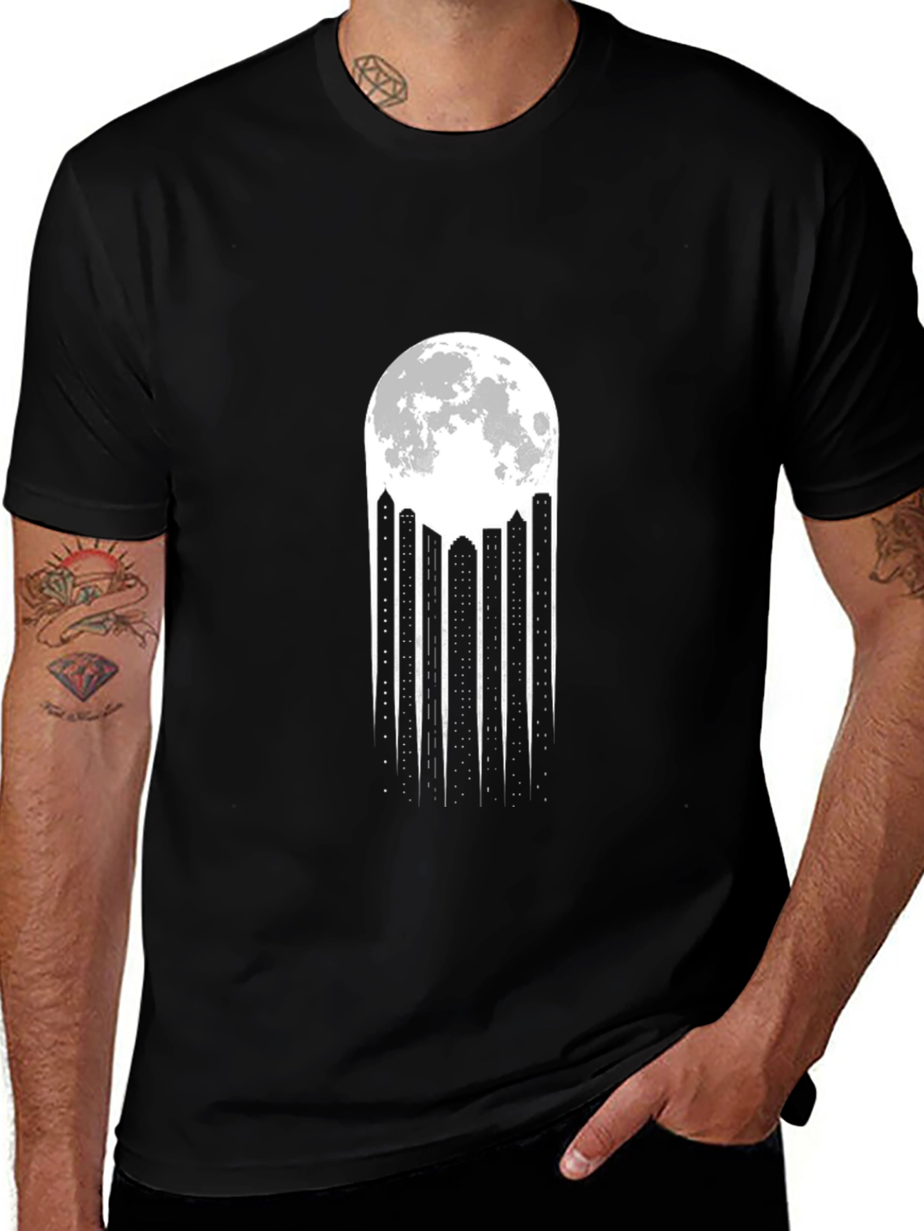 Variant 2 of Moonlit Cityscape Black T-Shirt