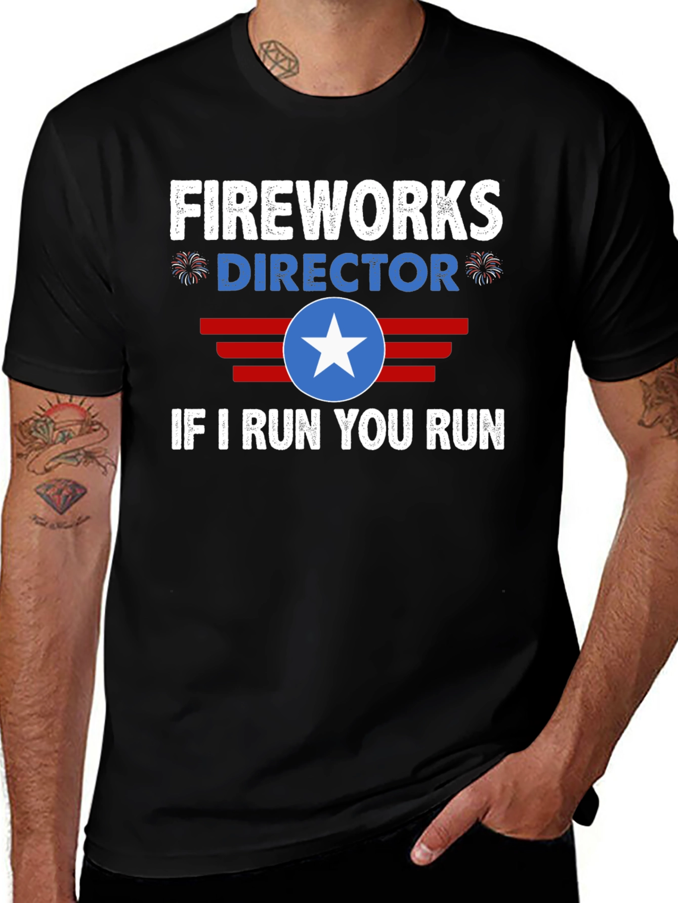 Variant 2 of Fireworks Director T-Shirt - If I Run You Run