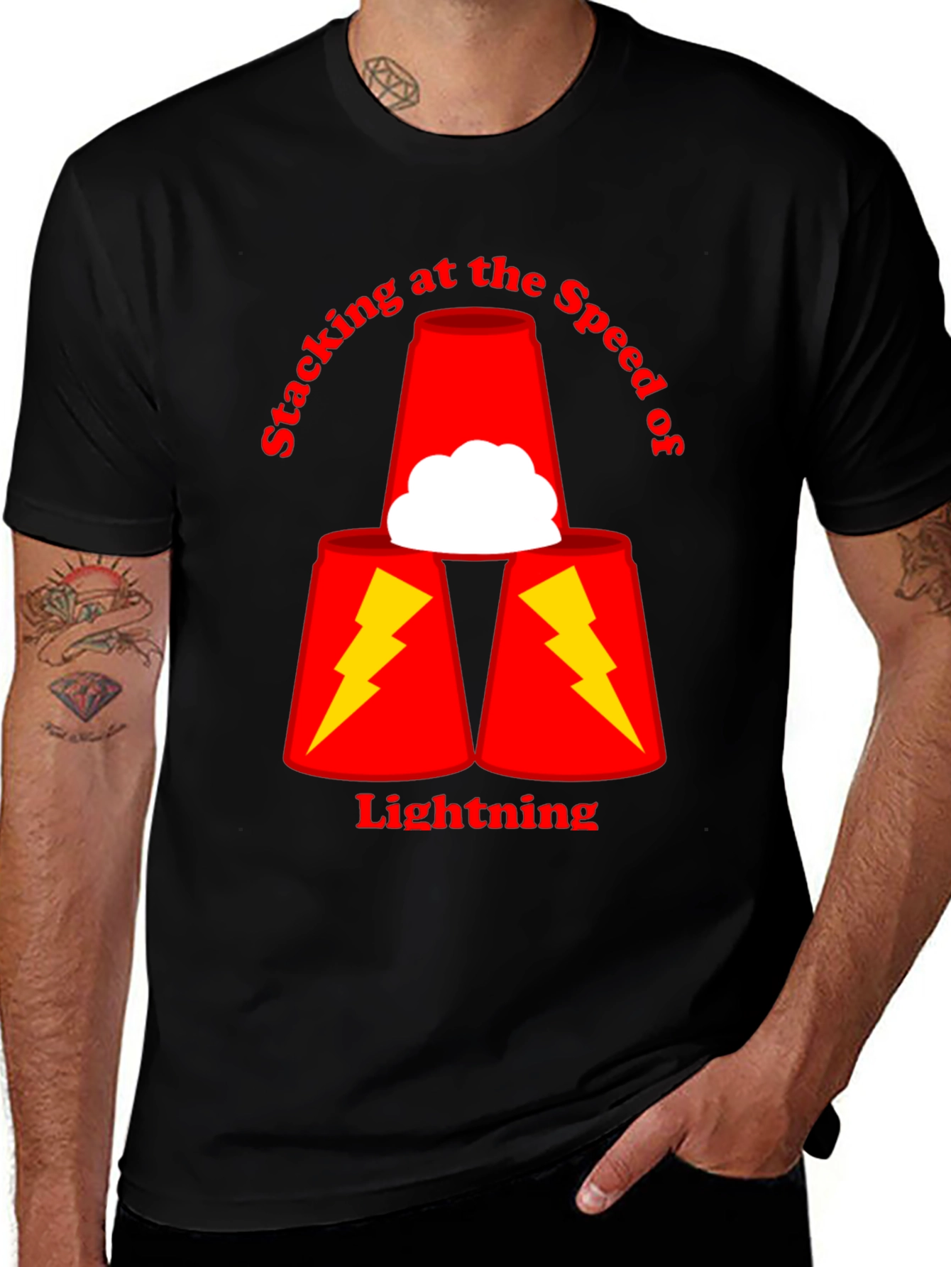 Variant 2 of Stacking Cups at the Speed of Lightning T-Shirt