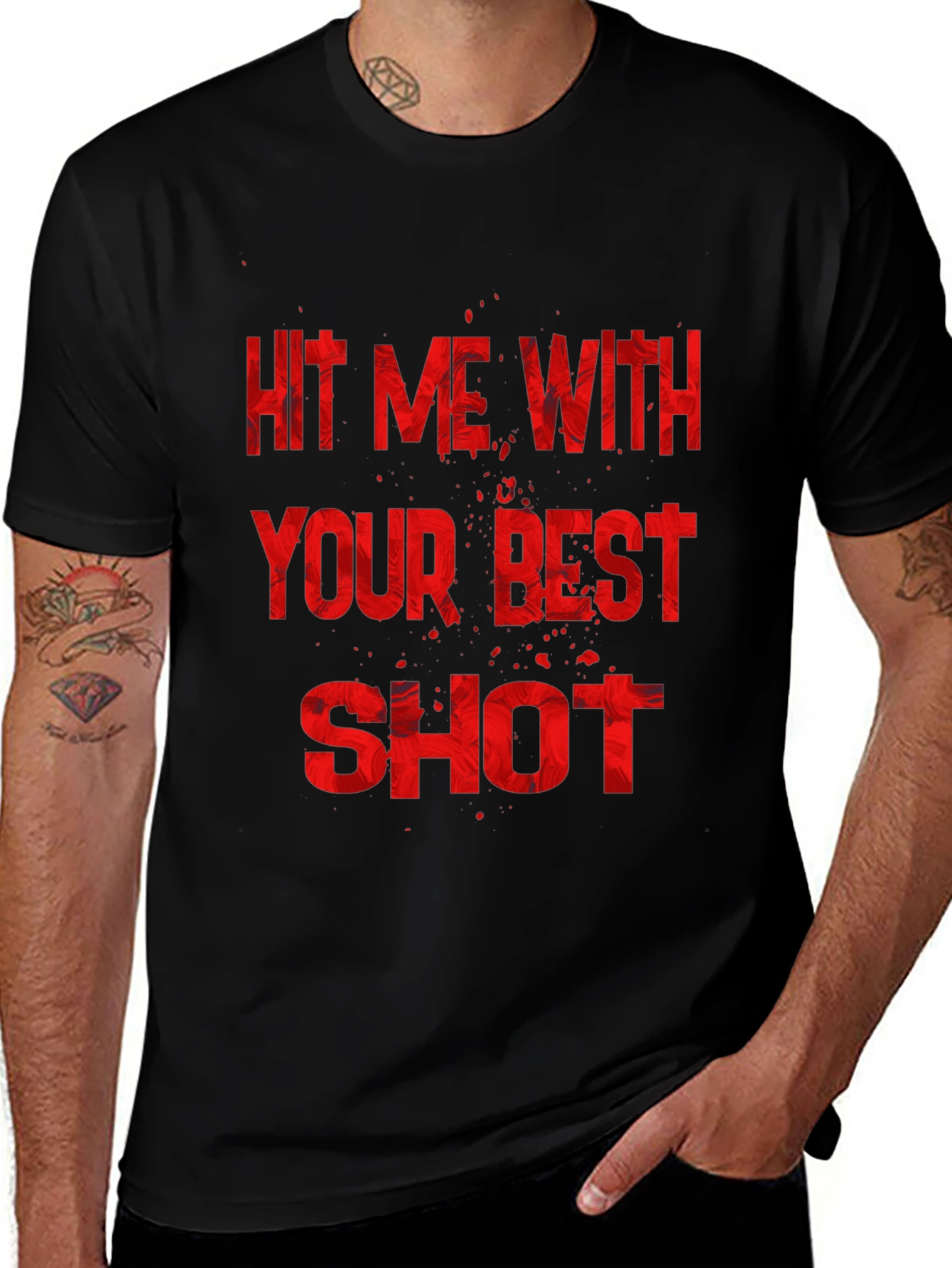 Black Hit Me With Your Best Shot Black Graphic Tee main image