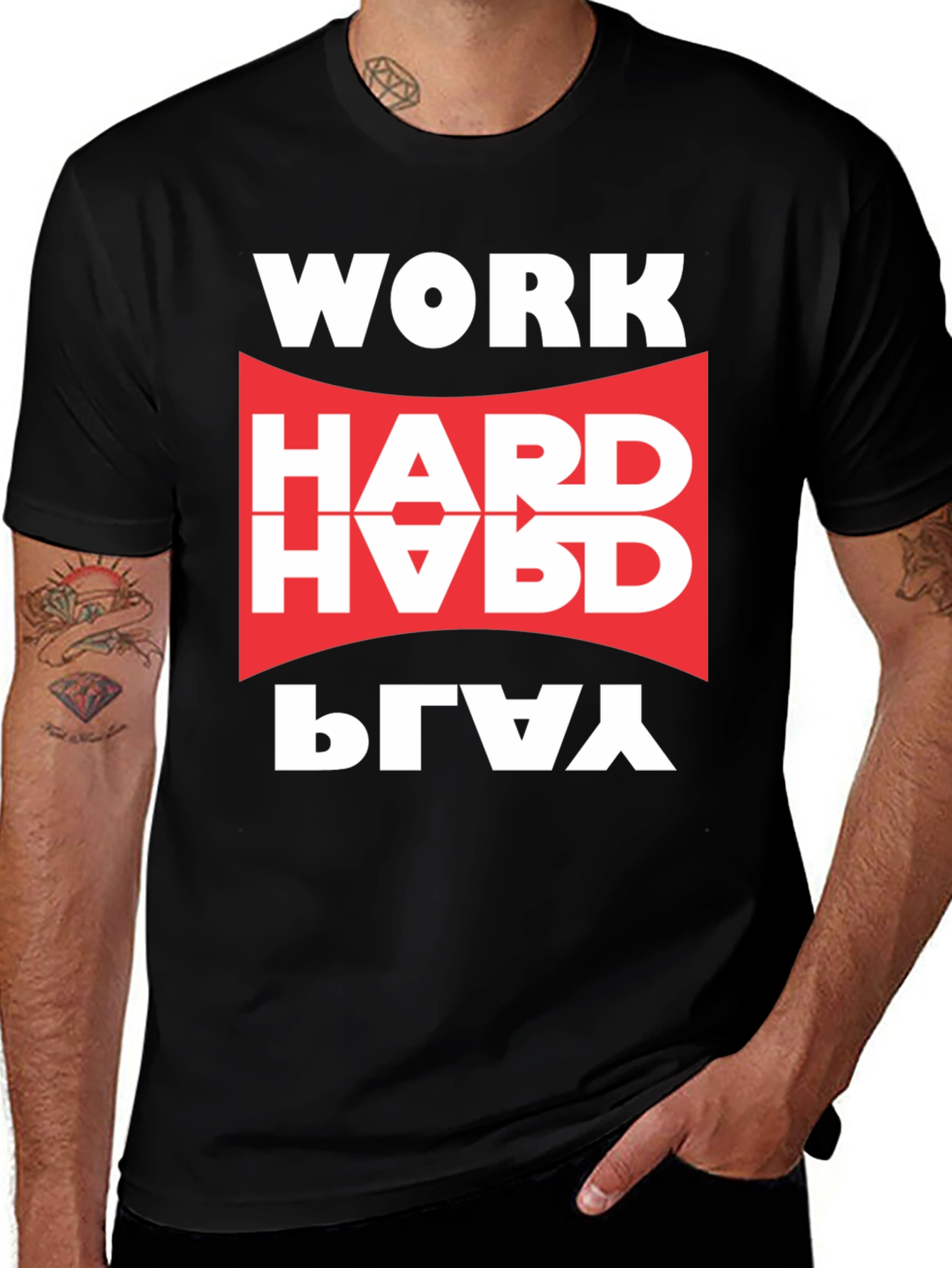 Variant 19 of Work Hard Play Hard T-Shirt - Motivational Tee