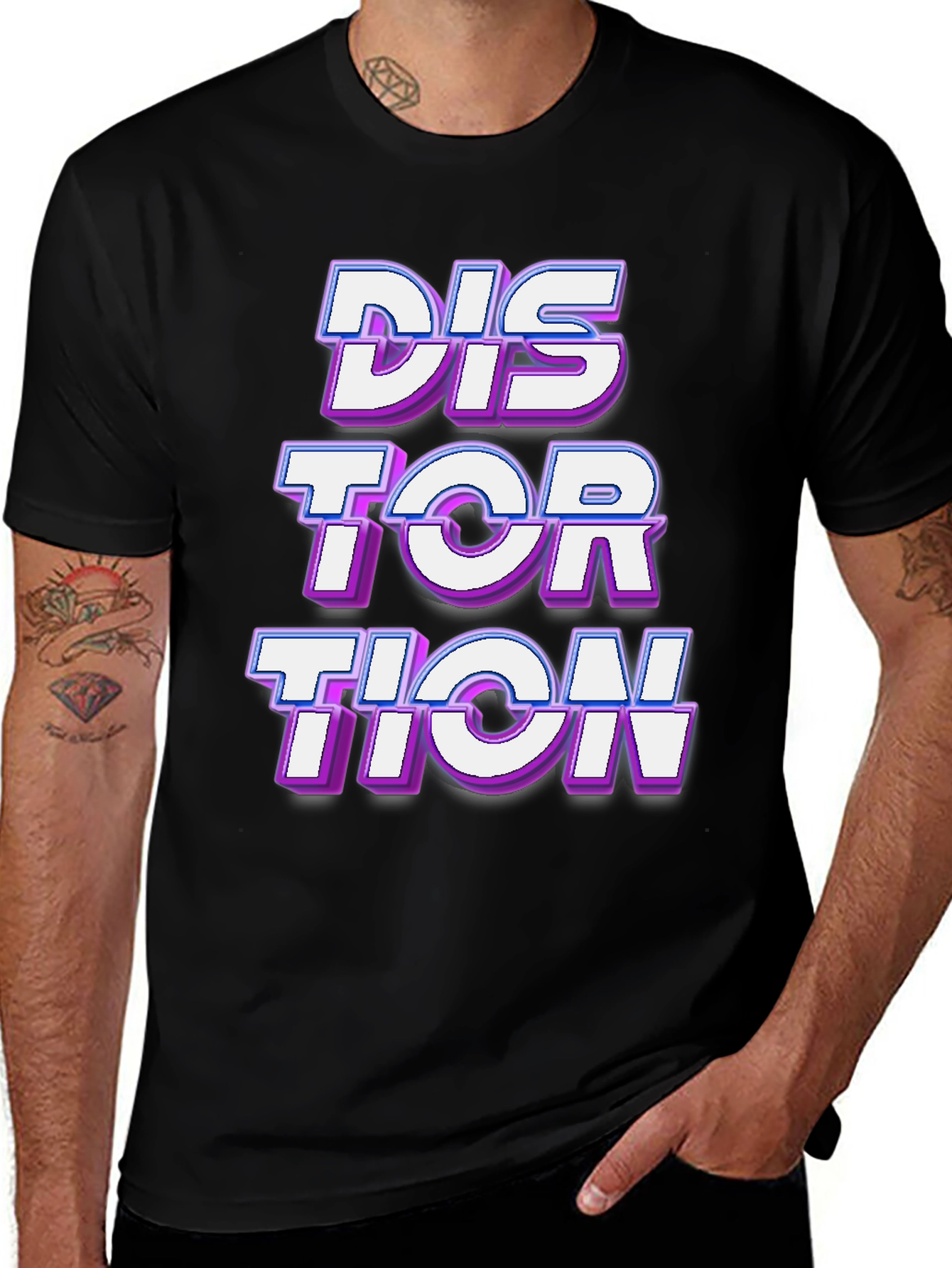 Variant 15 of Distortion Graphic Print Black T-Shirt