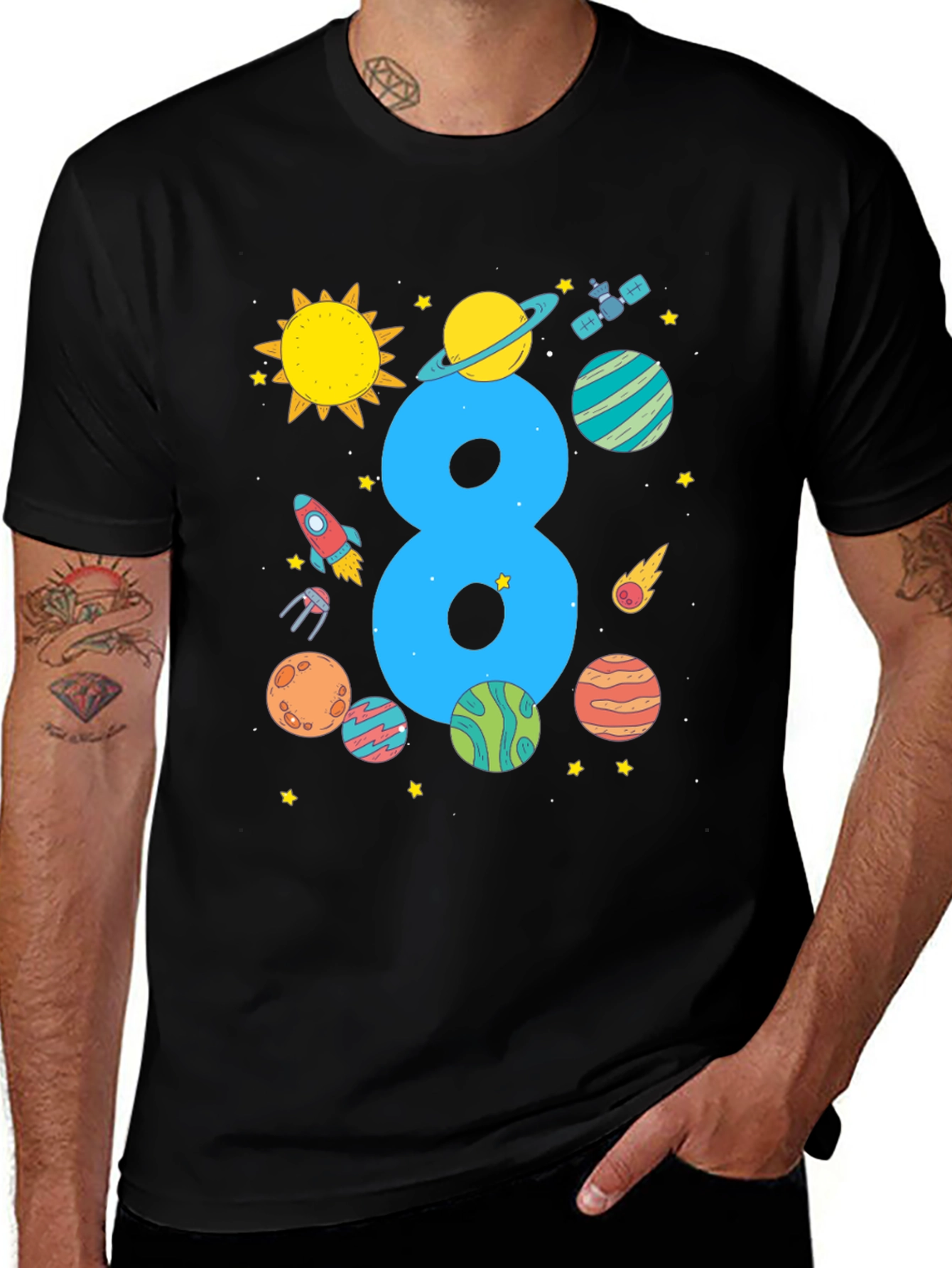 Variant 10 of Kids 8th Birthday Space T-Shirt