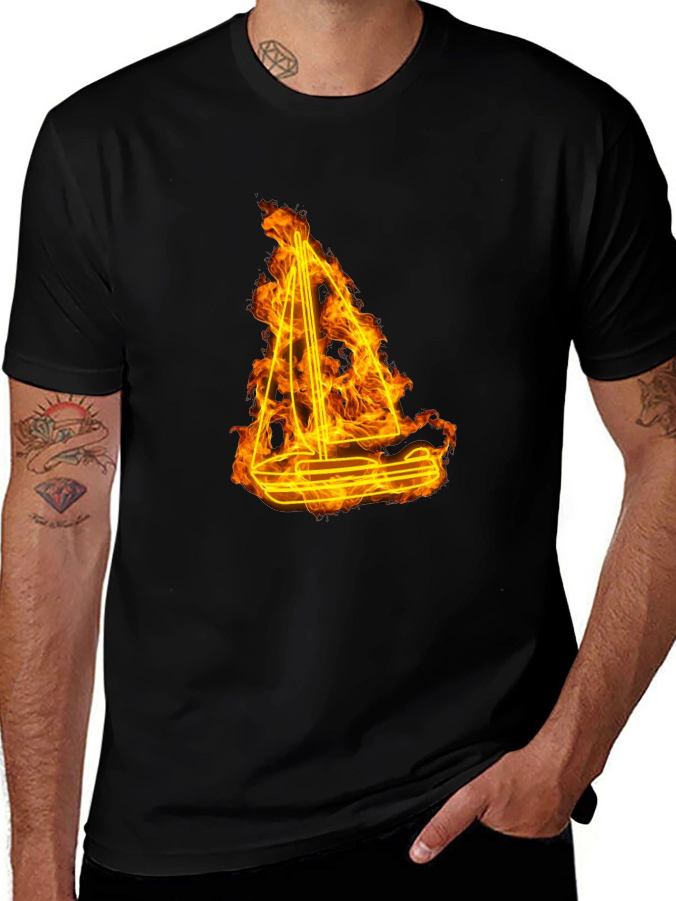 Variant 30 of Flaming Sailboat Graphic T-Shirt