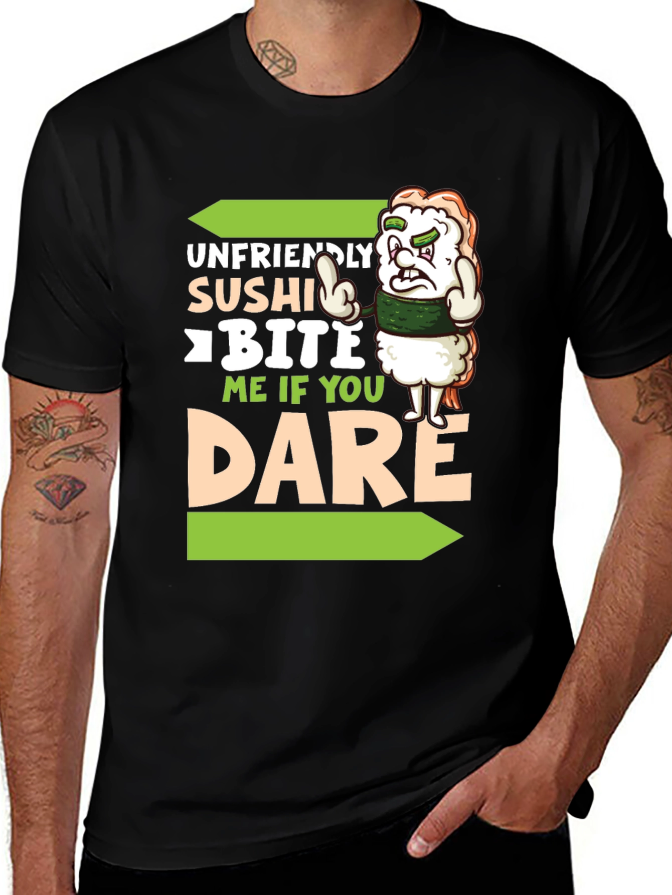 Variant 11 of Unfriendly Sushi T-Shirt - Bite Me If You Dare!