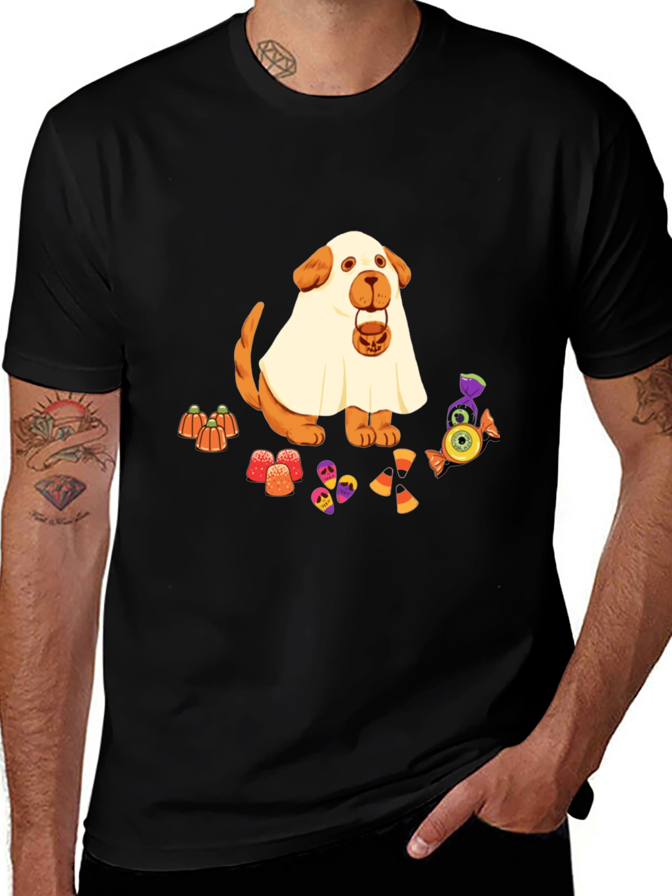 Halloween Dog Ghost Candy T-Shirt