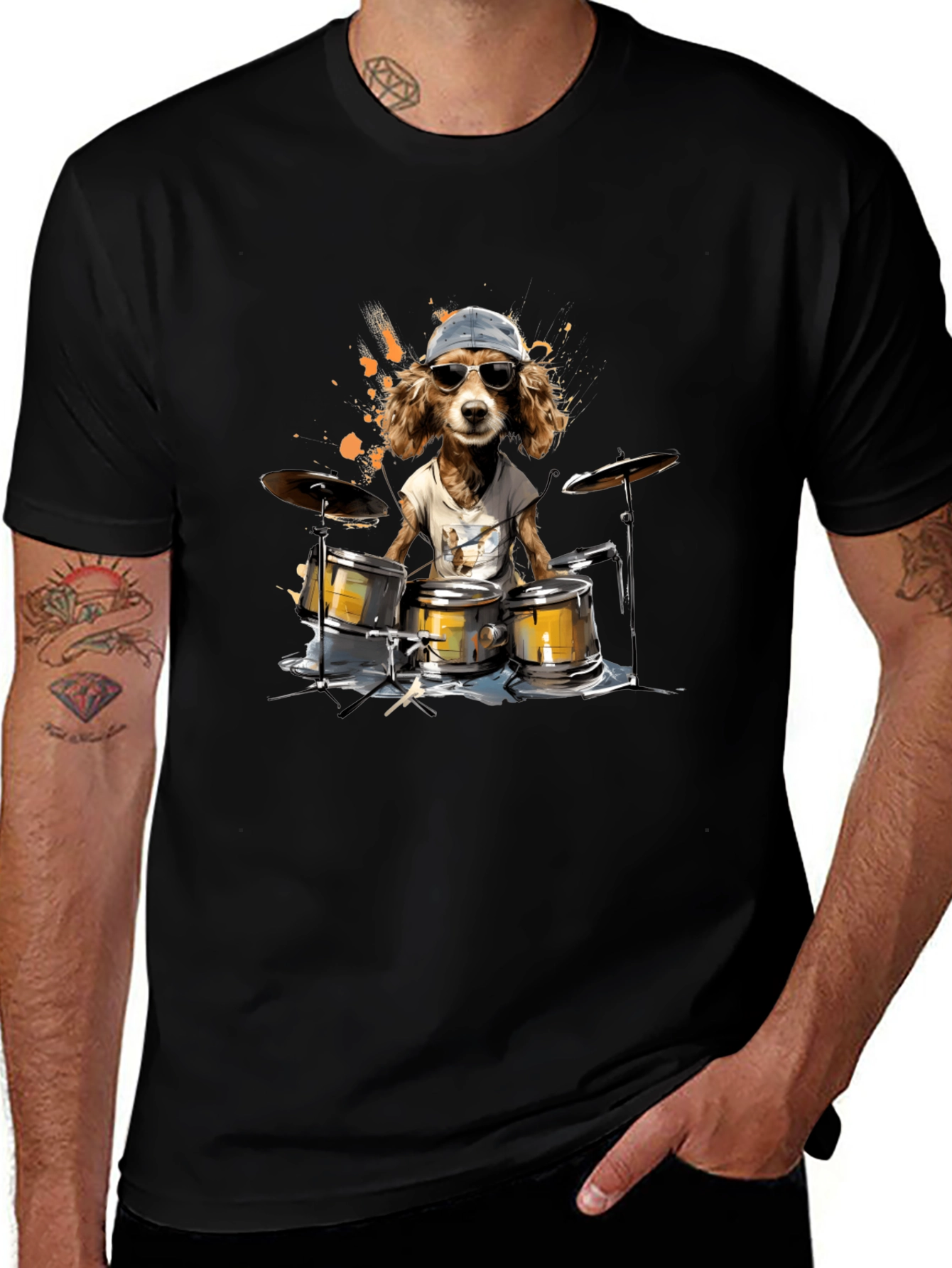 Dog Drummer T-Shirt - Cool Canine Beats!