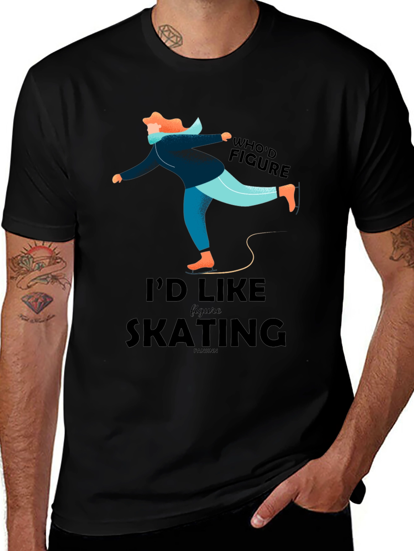 Variant 22 of Figure Skating Graphic Tee - Black Casual T-Shirt
