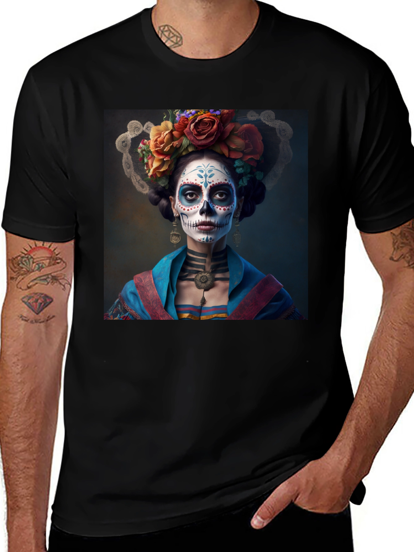 Day of the Dead Woman Graphic Tee - Stylish & Unique