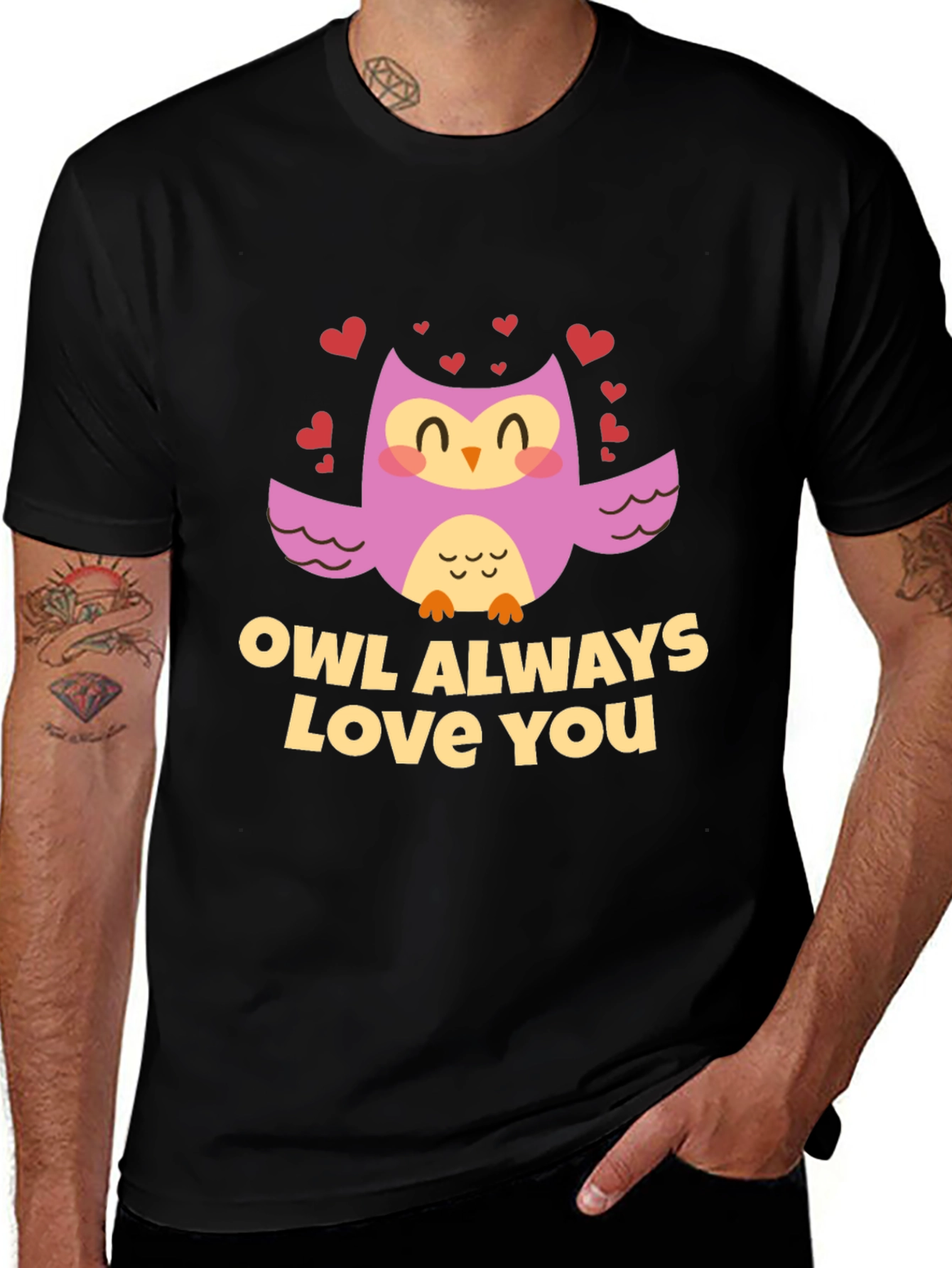 Variant 12 of Owl Always Love You Graphic Tee - Black Cotton Blend