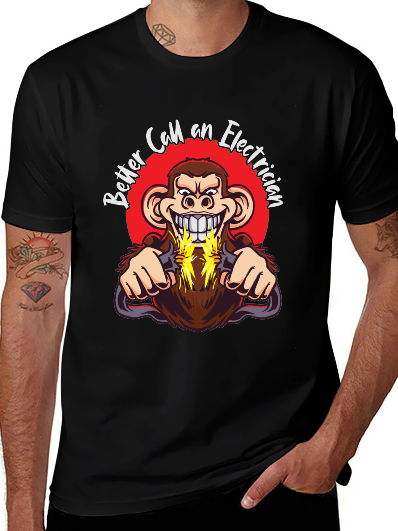 Variant 24 of Funny Electrician Monkey T-Shirt - Better Call One!