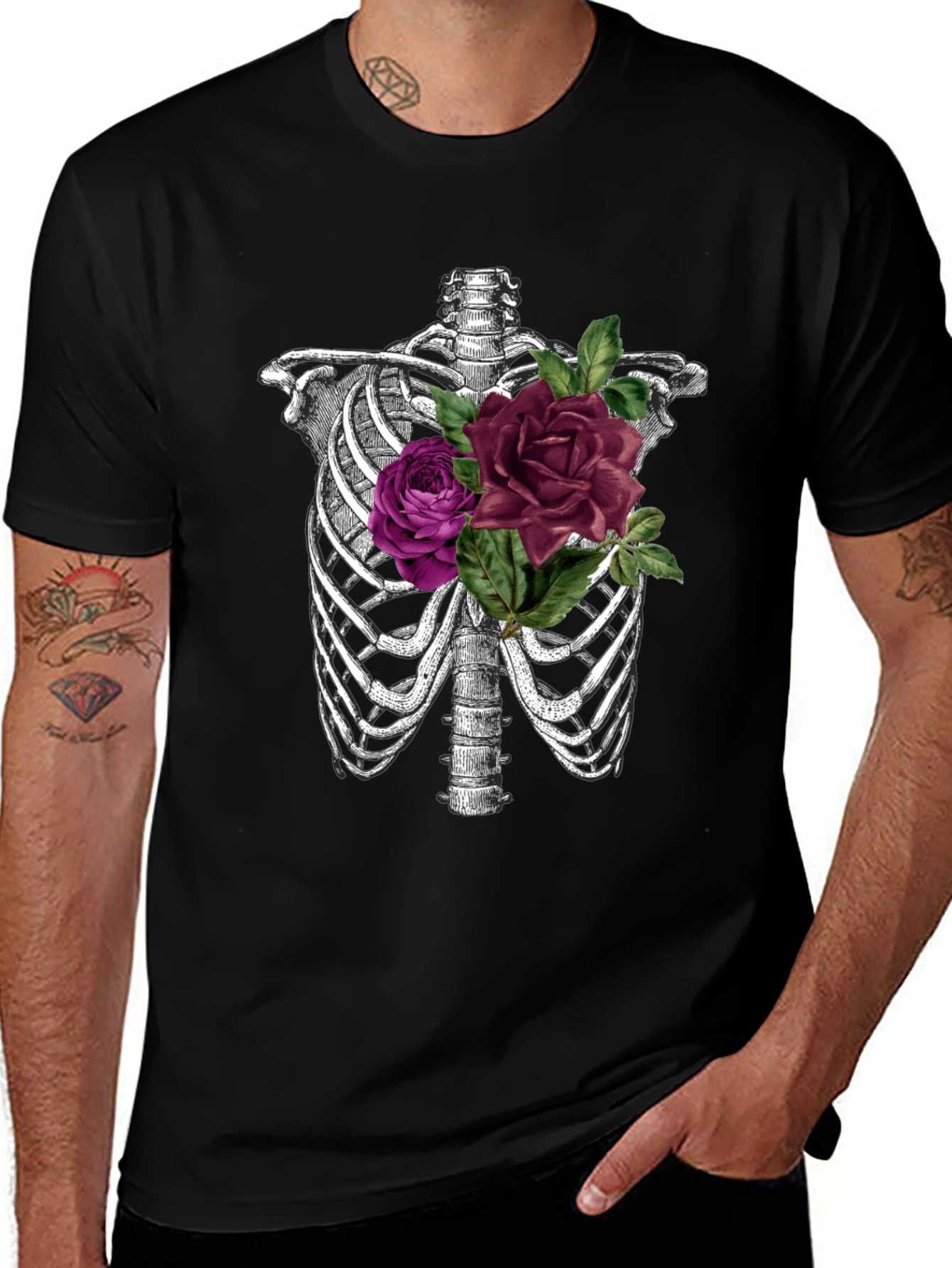 Floral Skeleton T-Shirt - Gothic Anatomy Tee