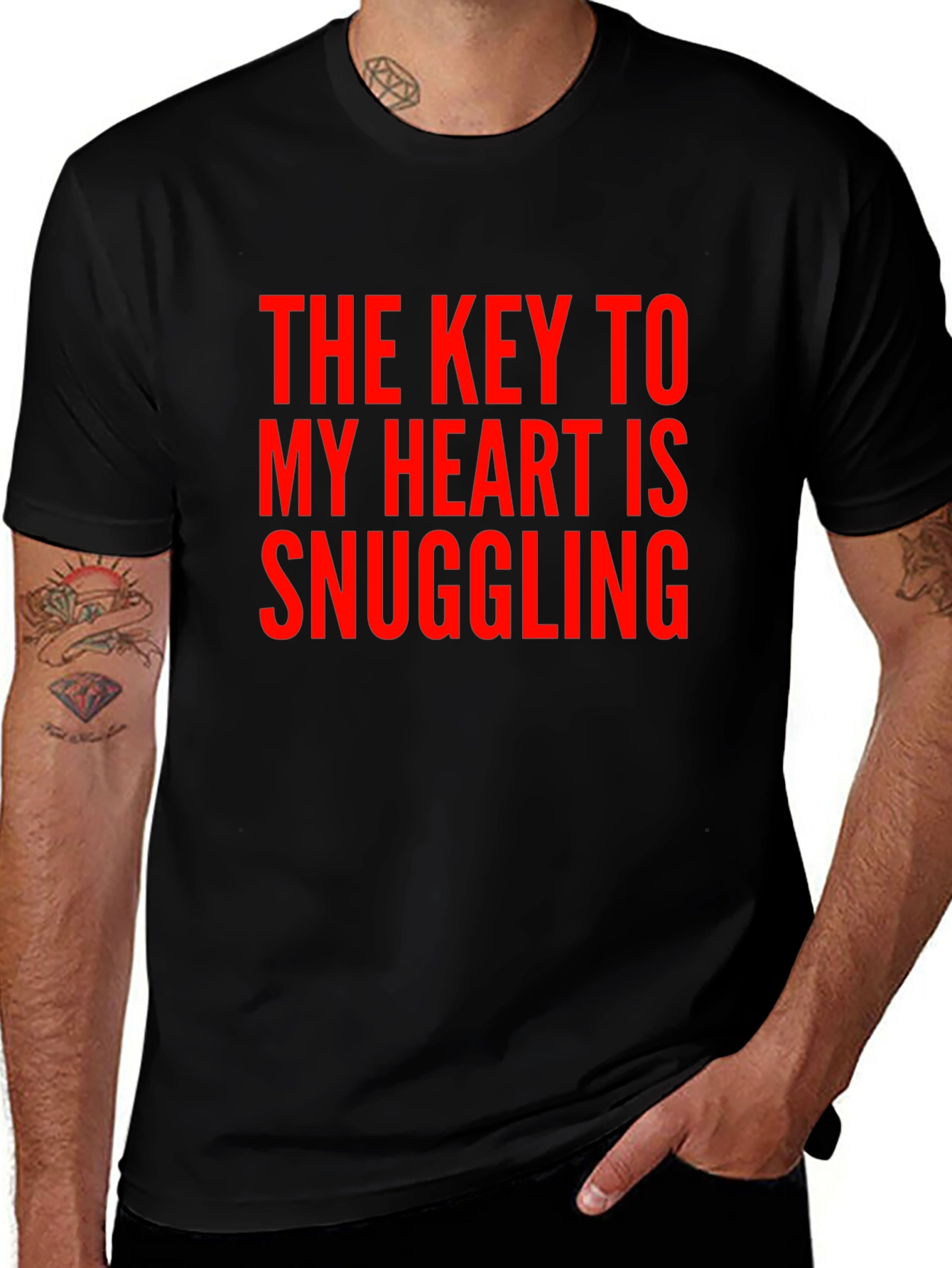 Variant 25 of Snuggling Heart T-Shirt - Black