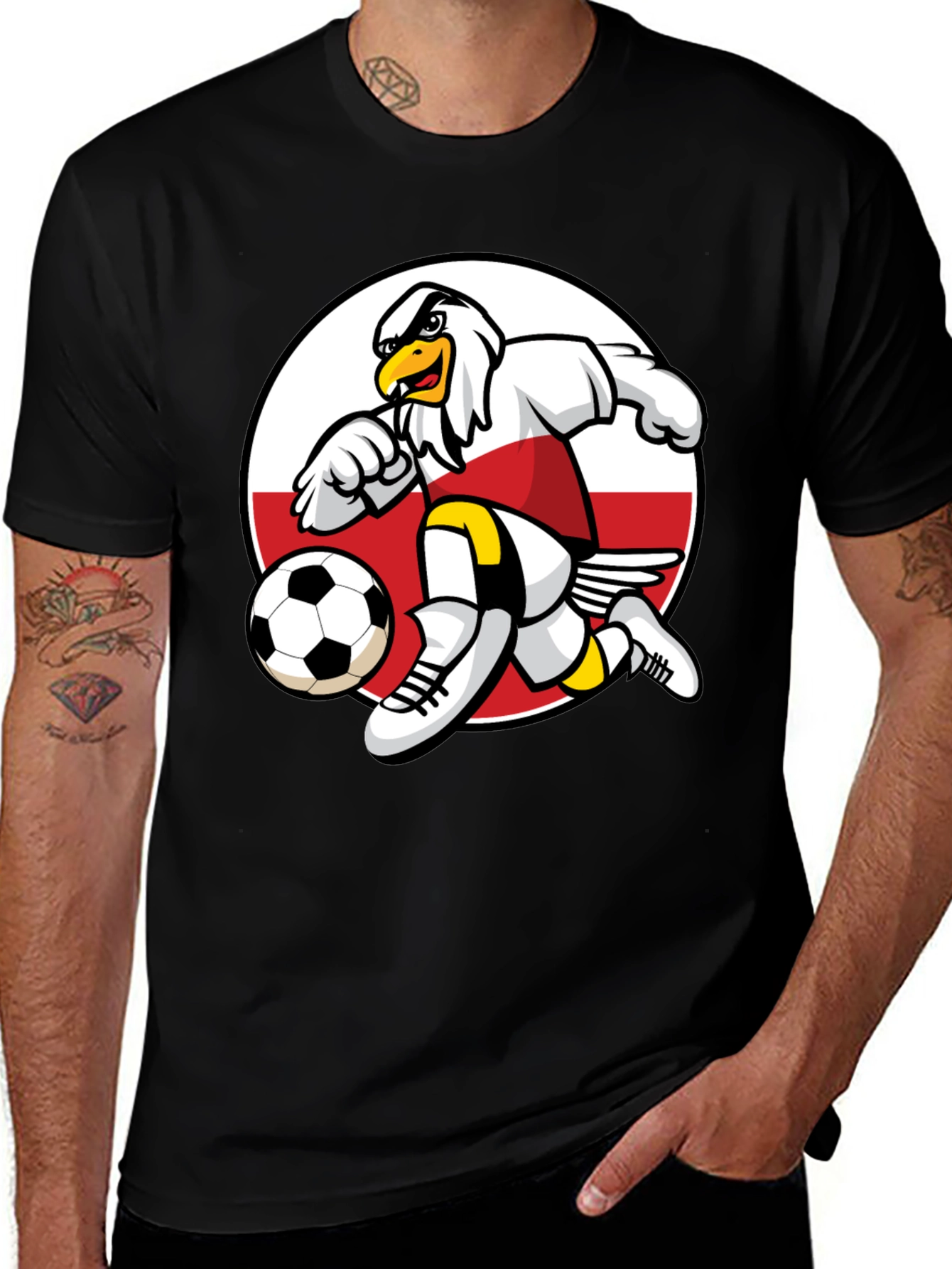 Variant 20 of Soccer Eagle T-Shirt - Black Cotton Tee