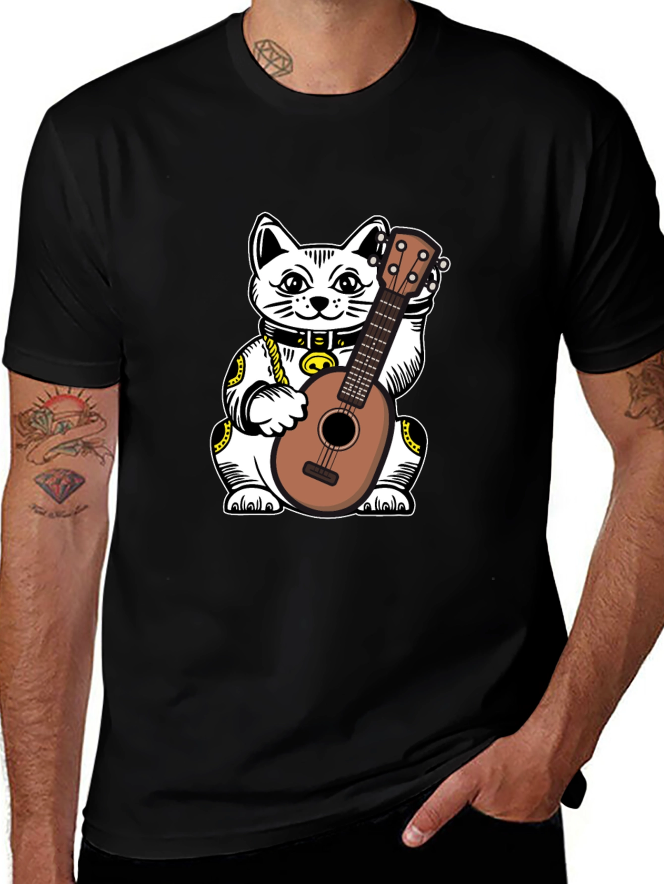 Variant 17 of Lucky Cat Ukulele Graphic T-Shirt