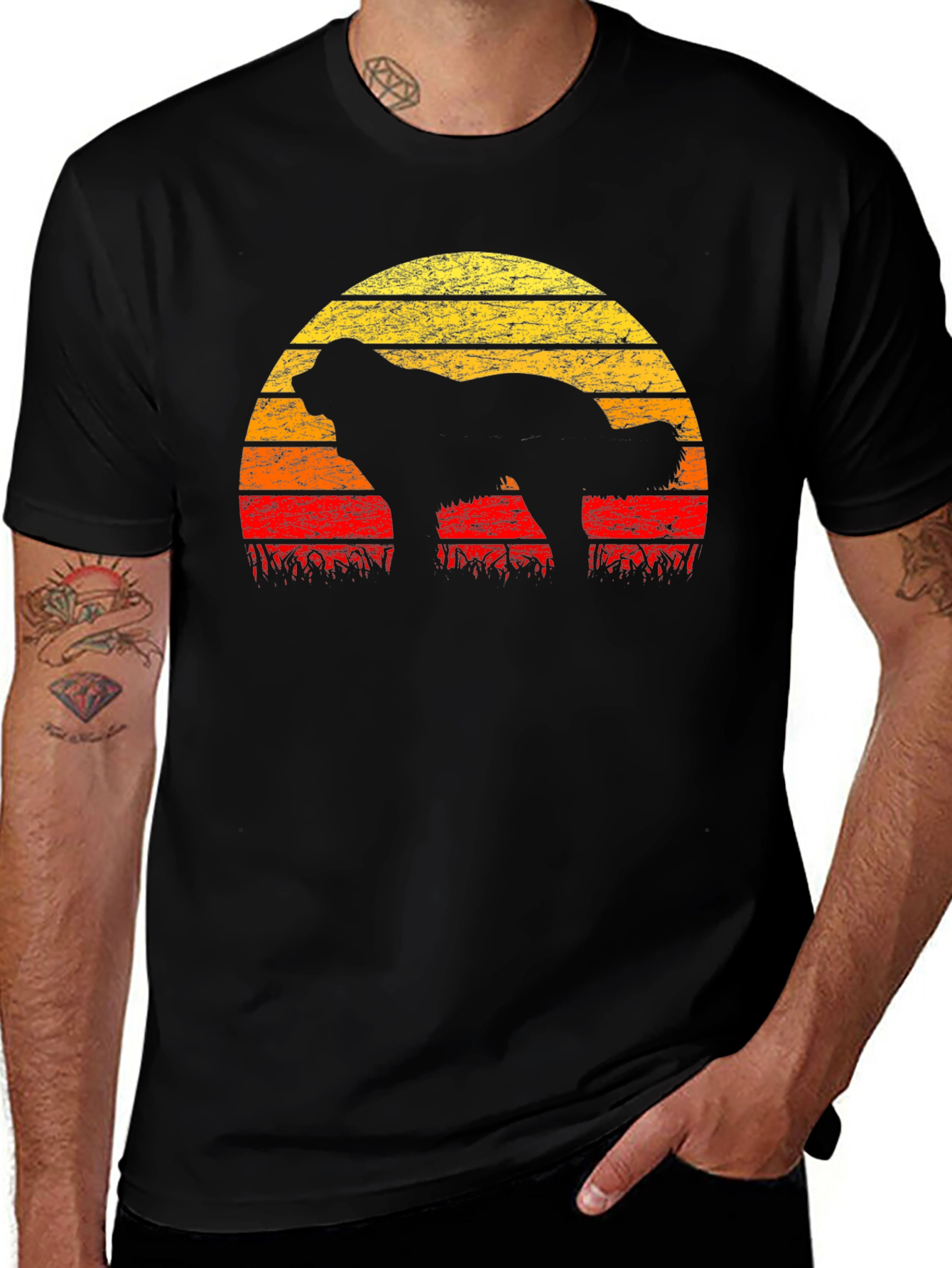Variant 20 of Sunset Dog Silhouette T-Shirt