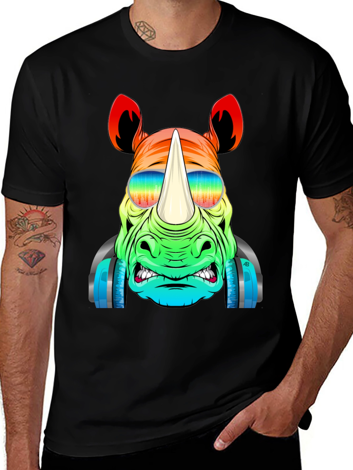 Variant 2 of Cool Rhino T-Shirt - Colorful Graphic Tee
