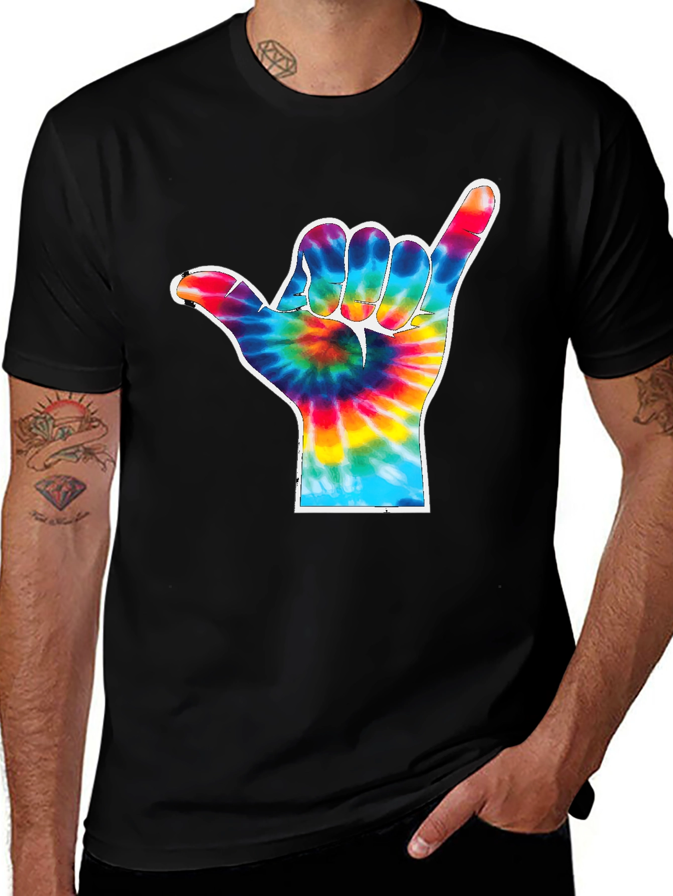 Variant 27 of Tie Dye Shaka Hand Gesture Graphic T-Shirt