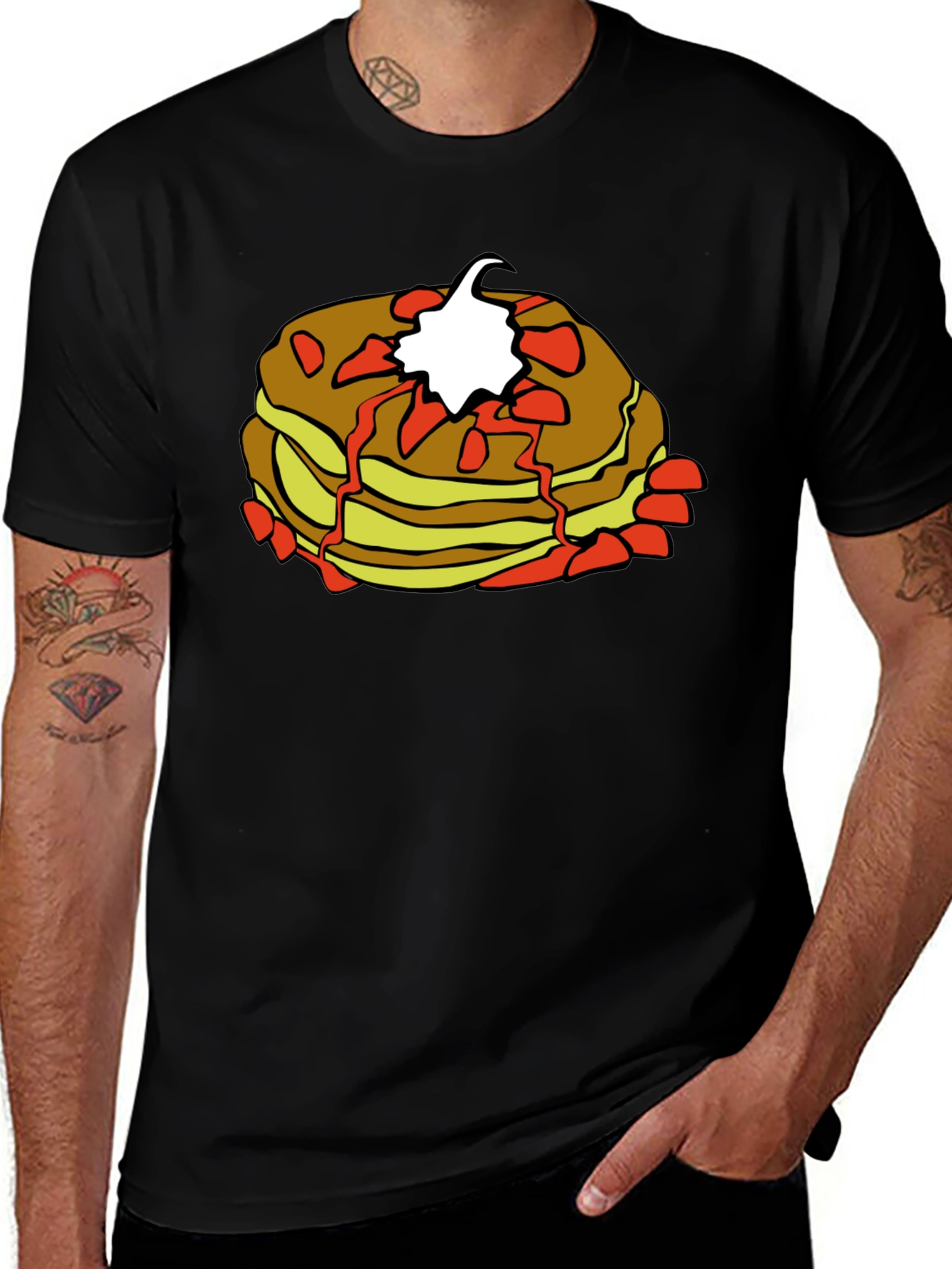Pancake Stack Graphic Tee - Breakfast Lover's Shirt