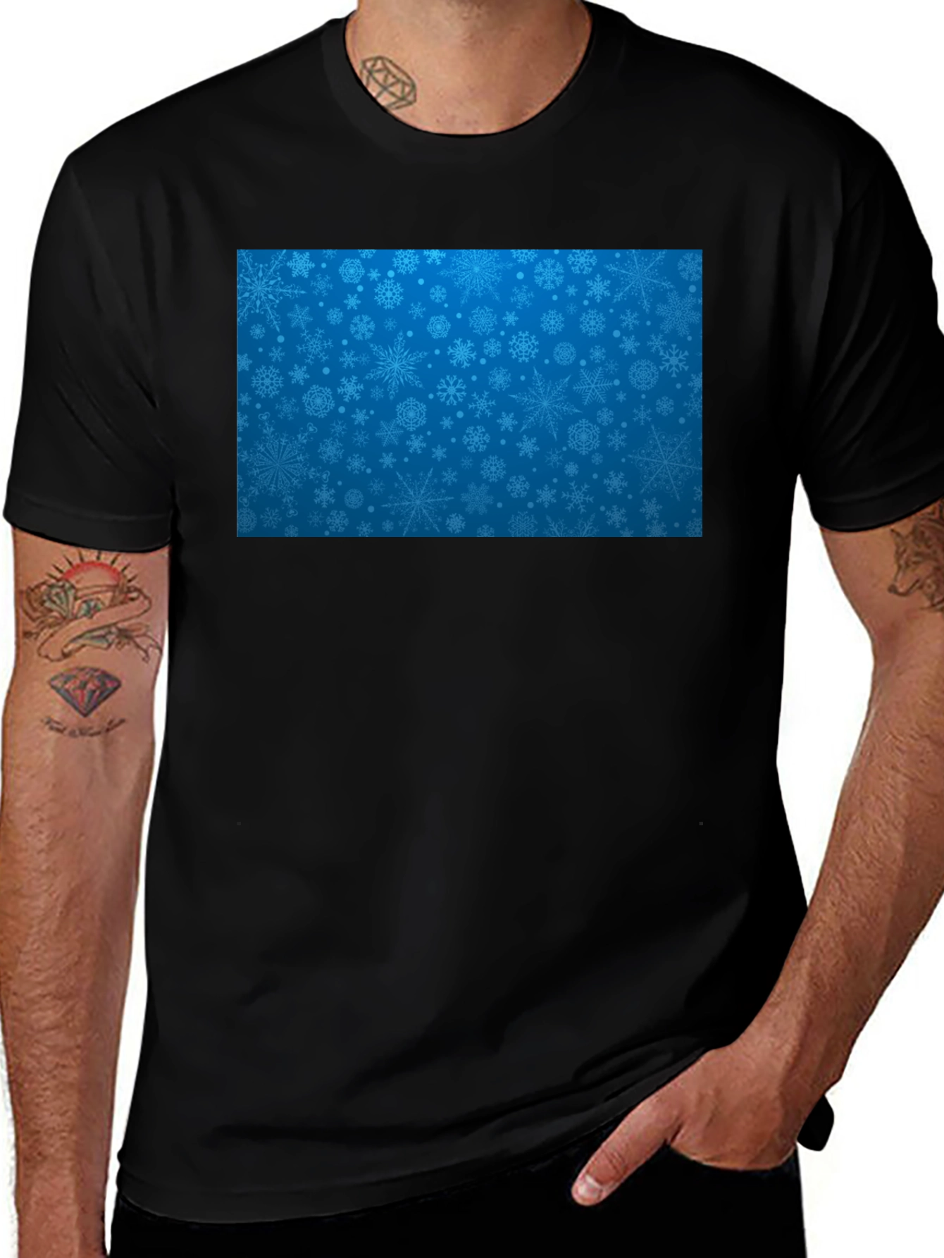 Variant 21 of Snowflake Pattern T-Shirt - Festive Holiday Style
