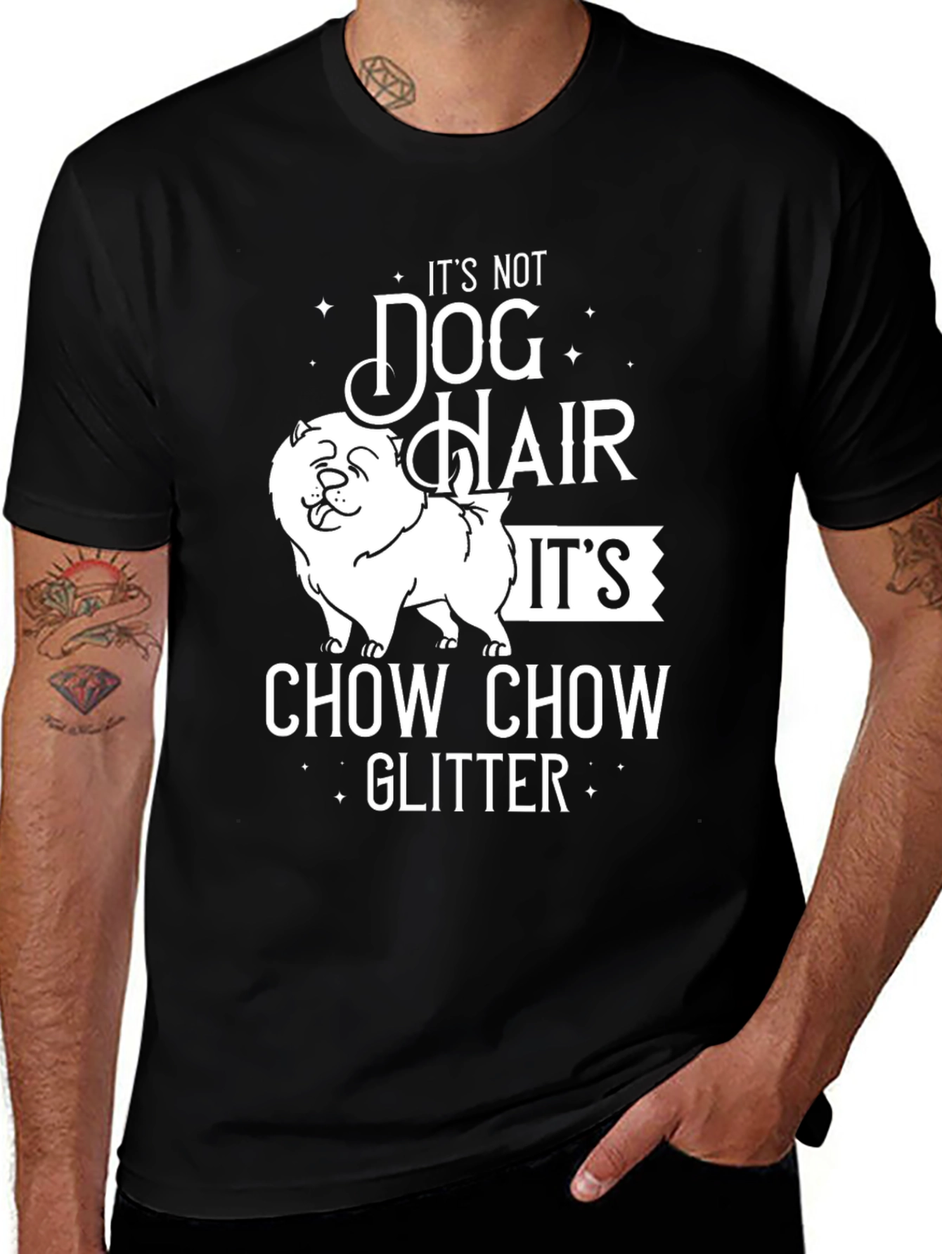 Chow Chow Glitter Dog Lover T-Shirt - Black