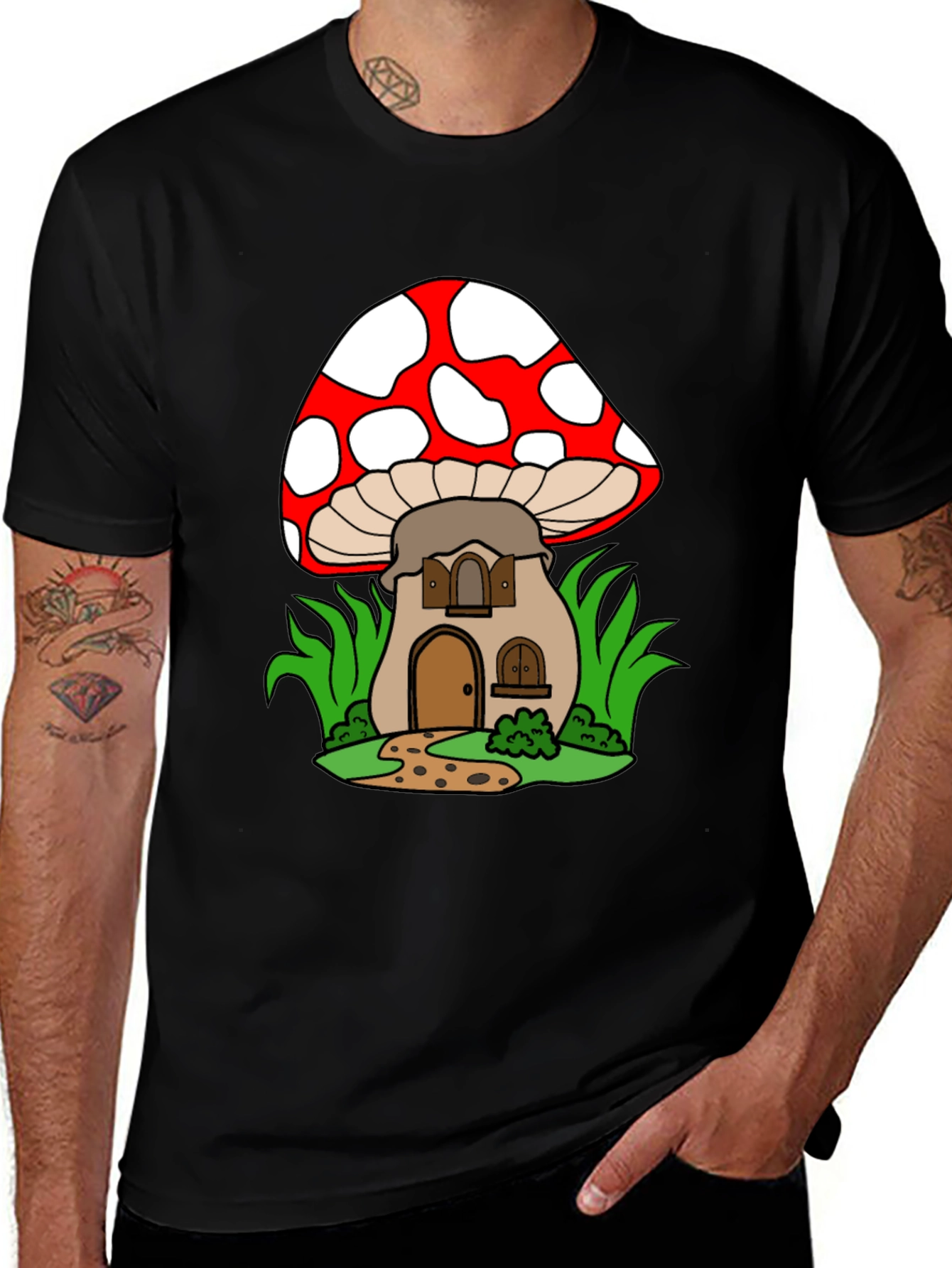 Variant 27 of Mushroom House Graphic Tee - Fun & Unique Design