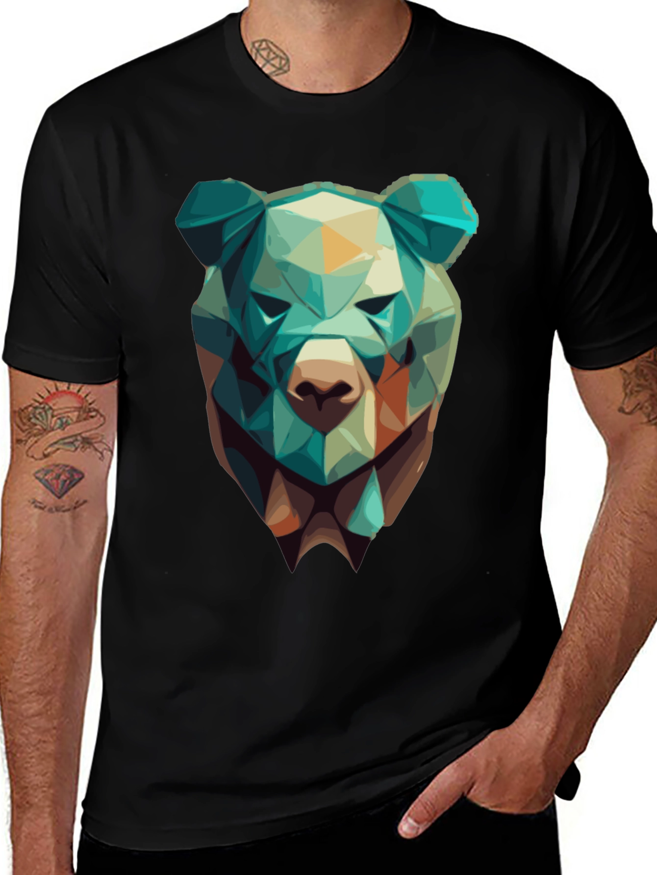 Variant 25 of Geometric Bear Graphic Tee - Modern Style