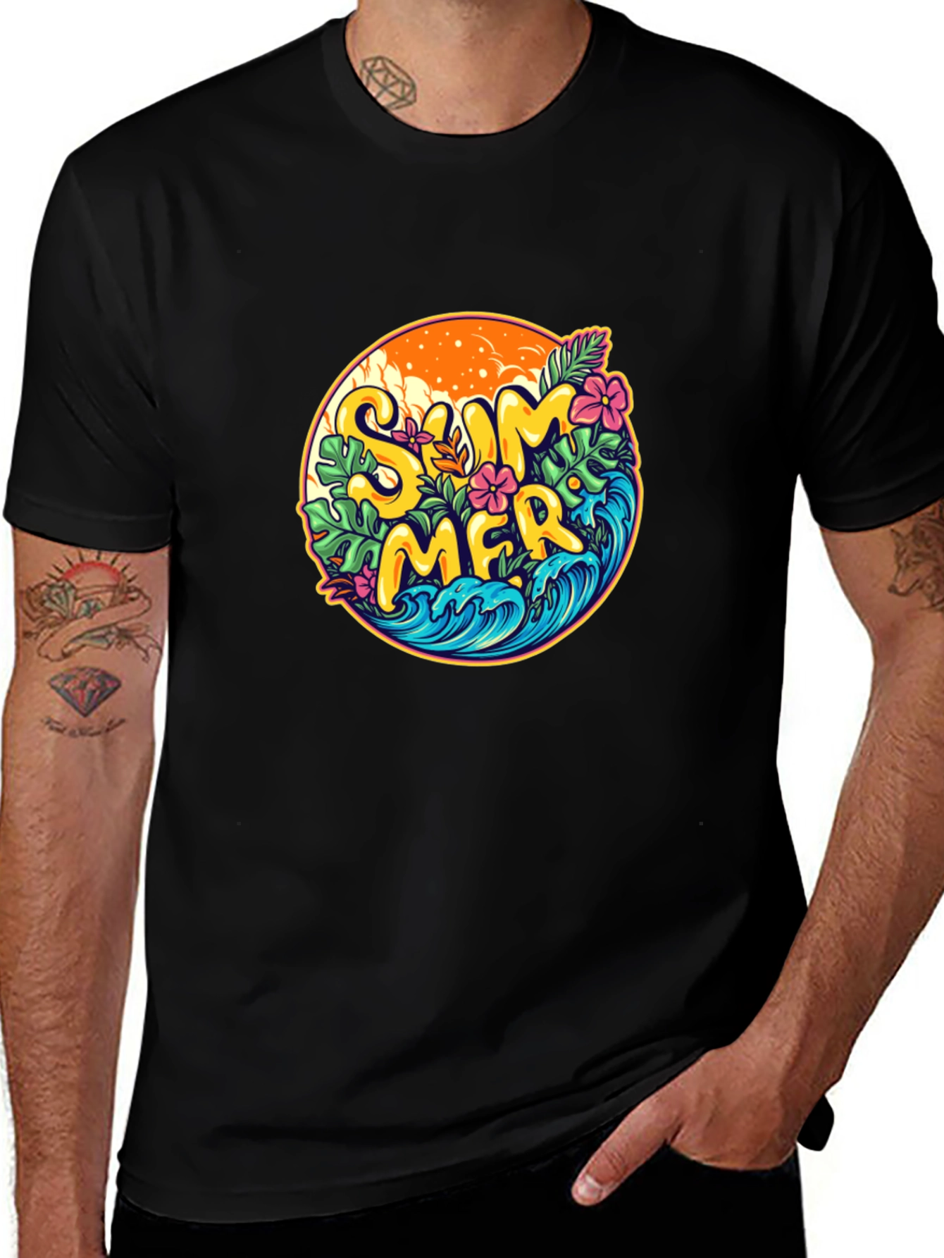Variant 24 of Summer Vibes Graphic T-Shirt - Black