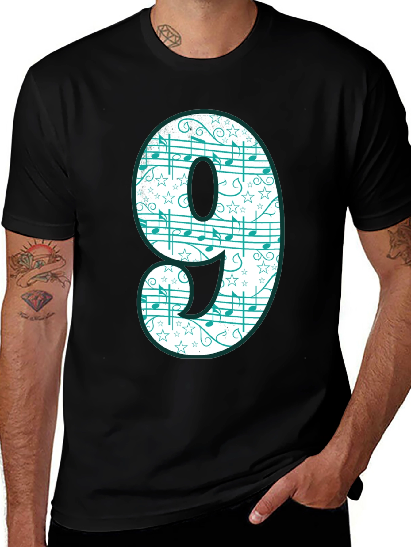 Variant 9 of Musical Number 9 Graphic Tee - Black Cotton Blend