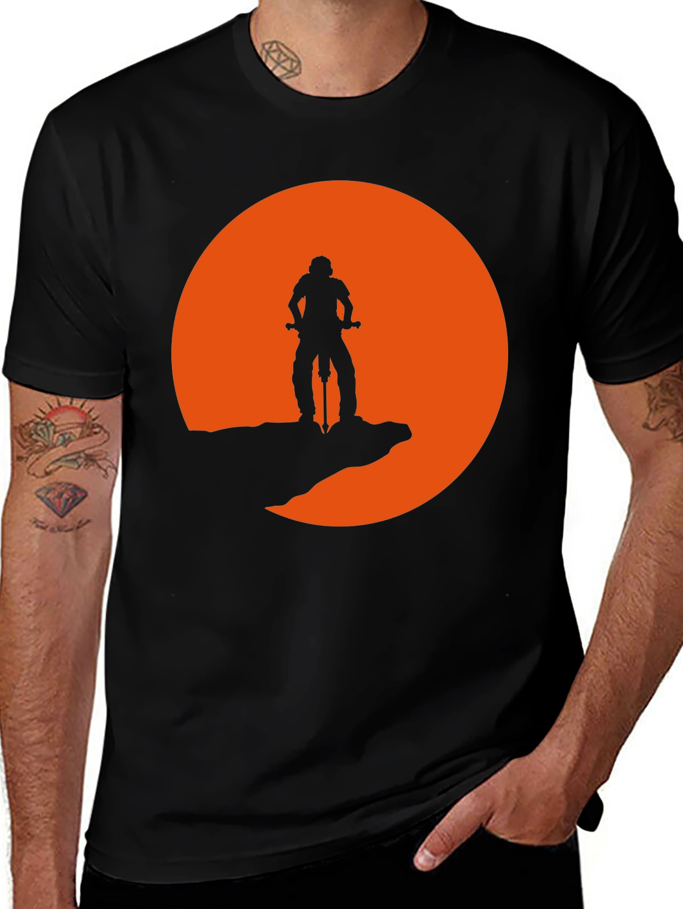 Variant 23 of Mountain Biker Silhouette Graphic Tee - Black