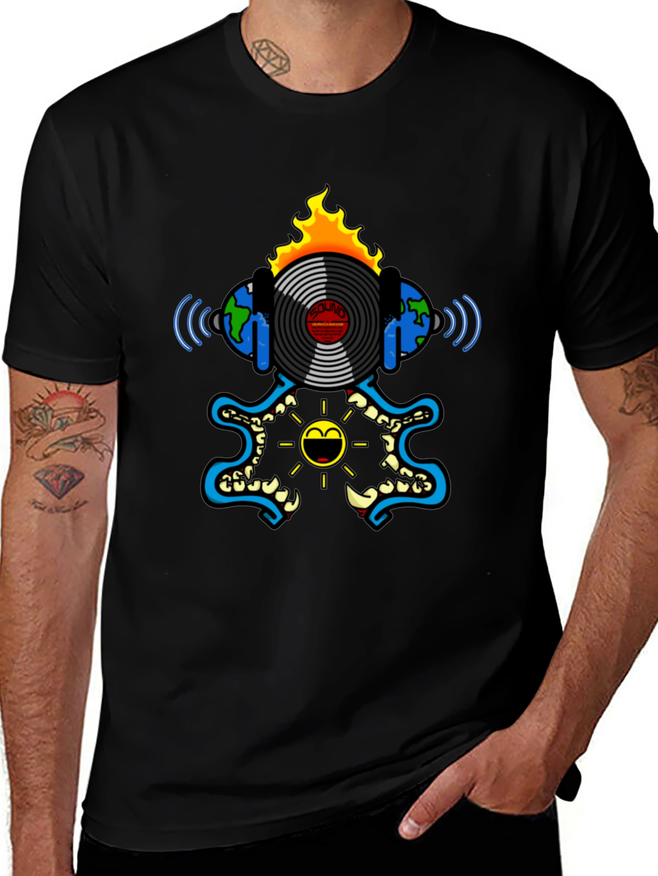 Variant 2 of Fiery Vinyl Record Graphic Tee