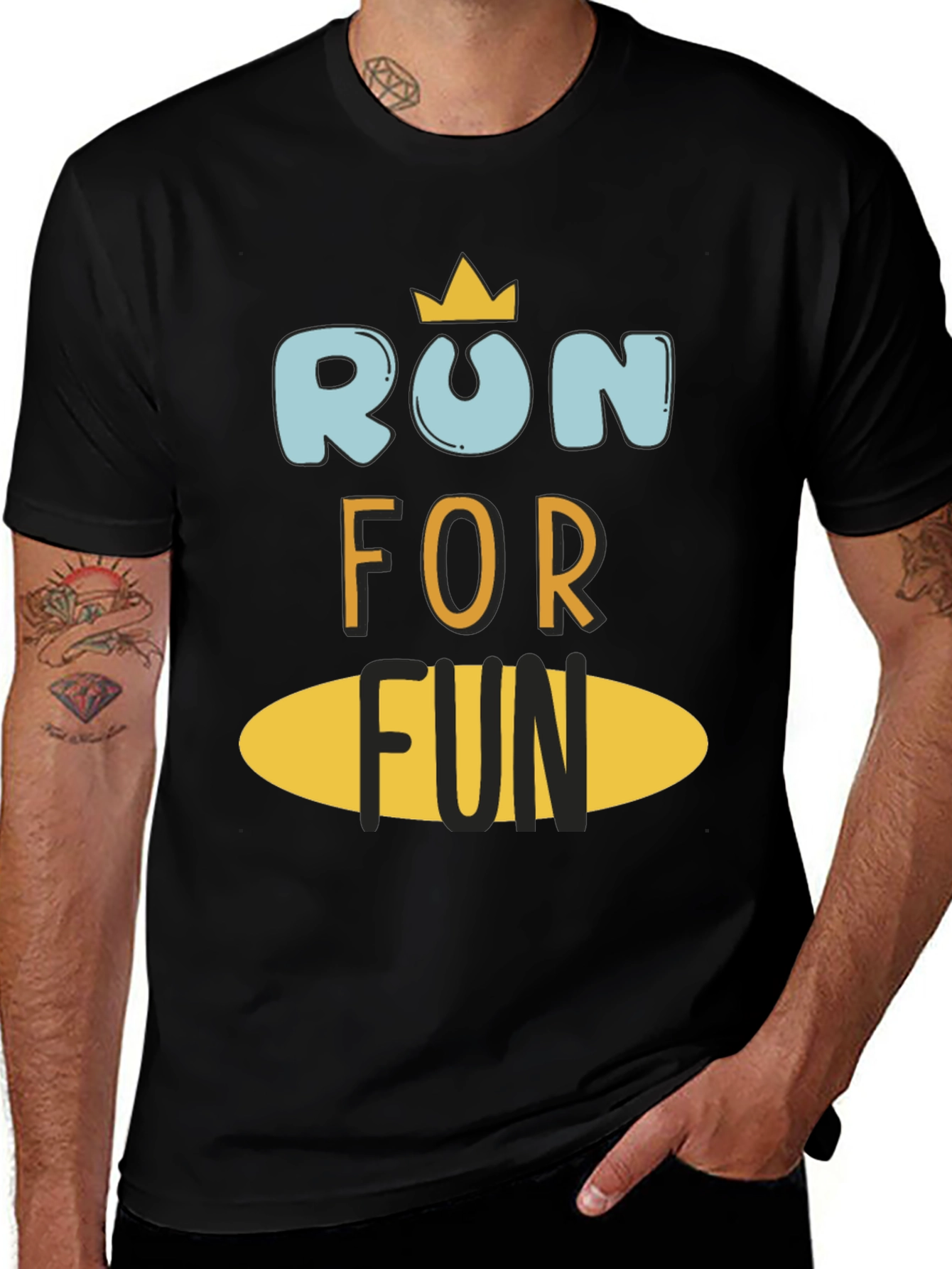 Variant 20 of Run For Fun Black Graphic Tee