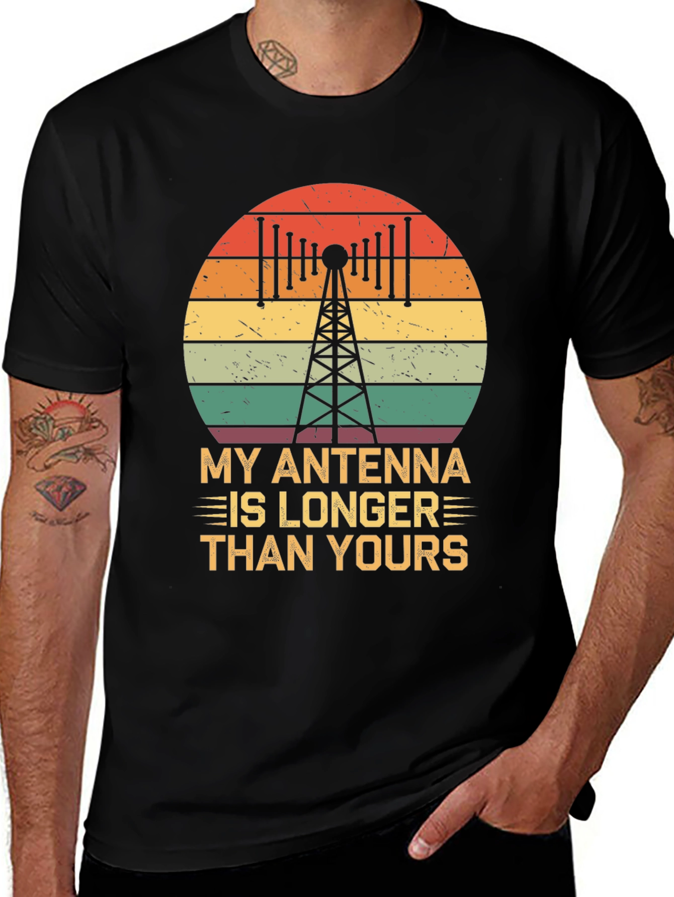 Variant 4 of Antenna Longer Than Yours Funny Ham Radio T-Shirt