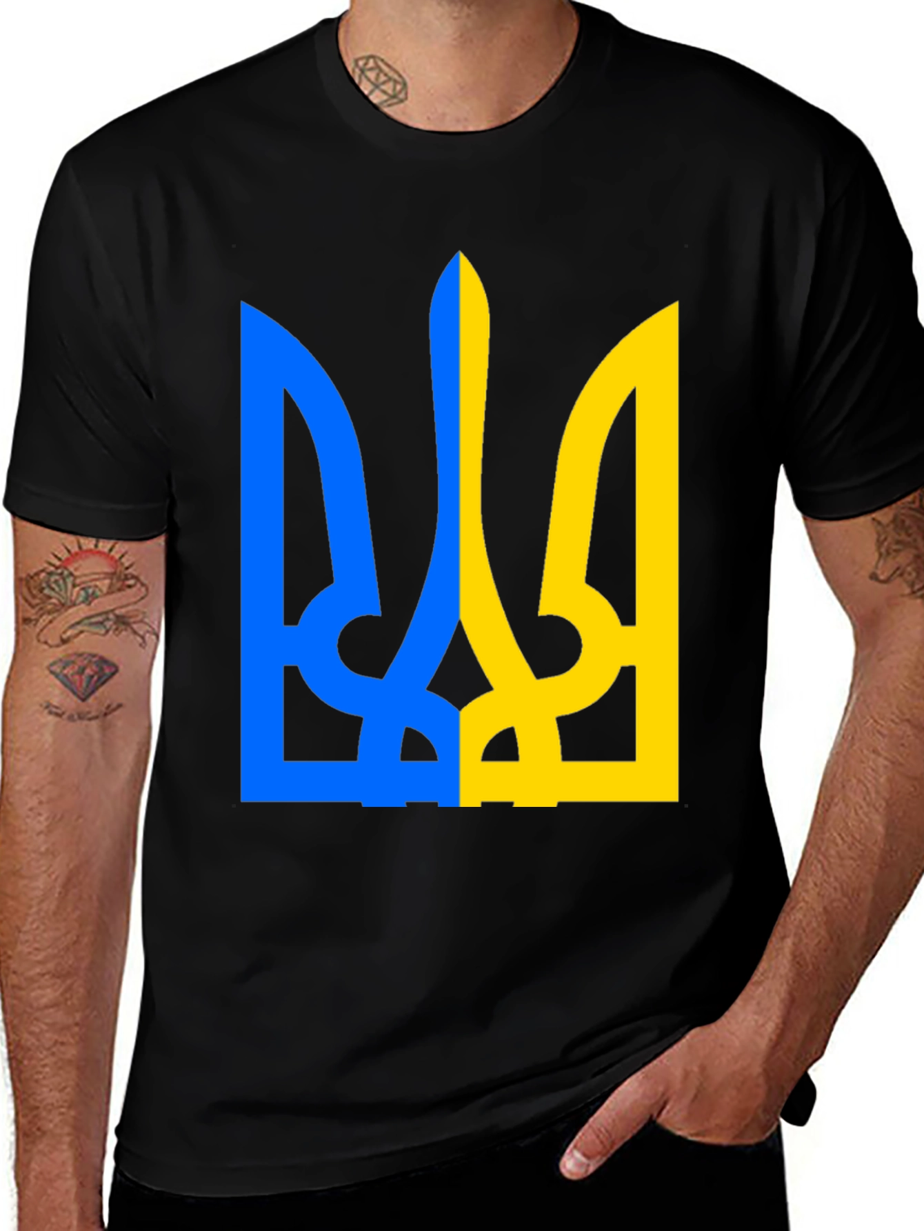 Ukraine Flag Symbol Black T-Shirt