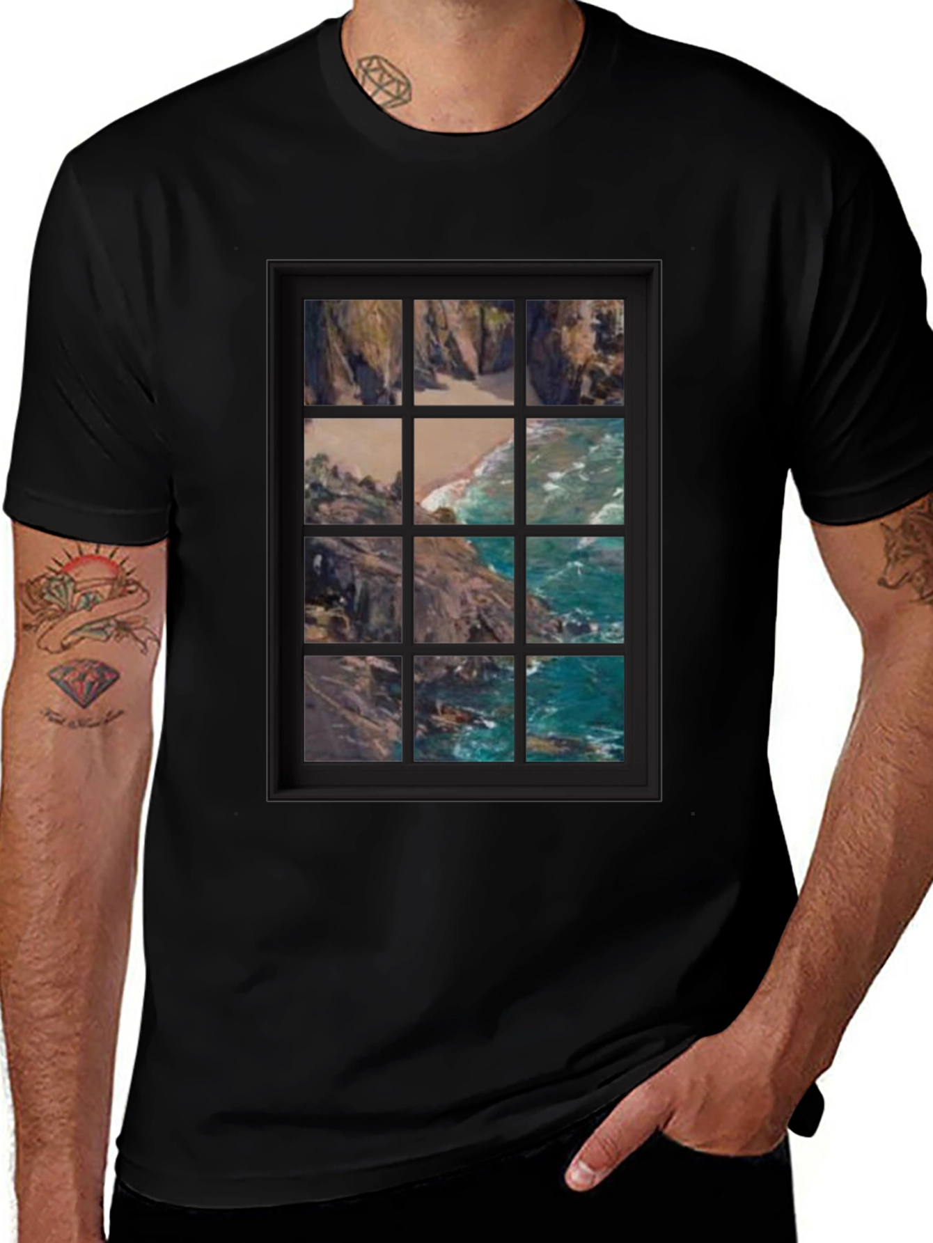 Black Coastal View Graphic Tee main image
