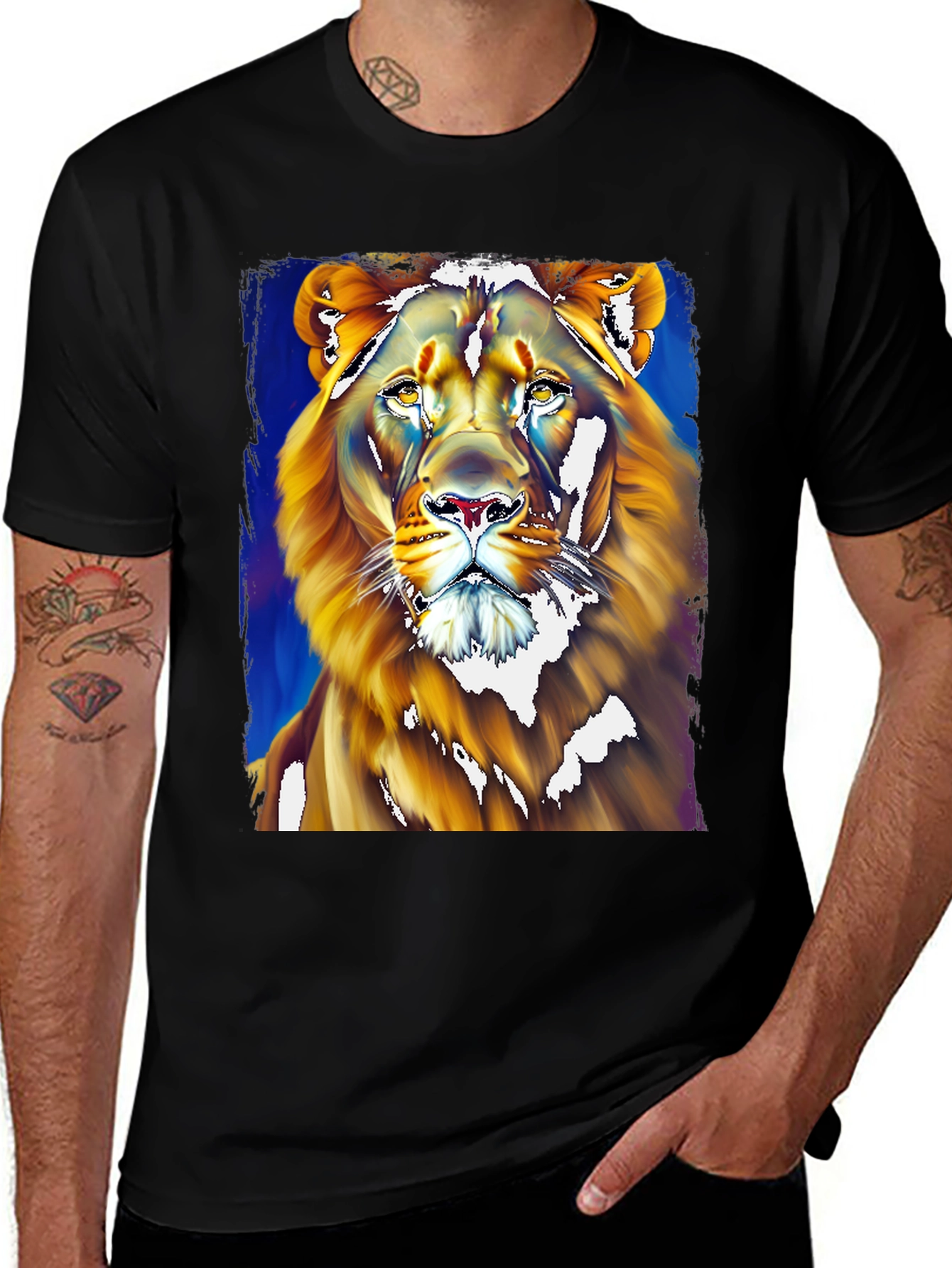 Variant 30 of Lion Graphic Black T-Shirt