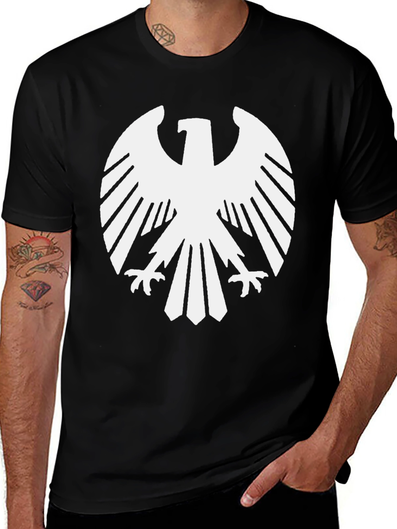 Variant 9 of Bold Eagle Graphic Tee - Classic Black Cotton Blend