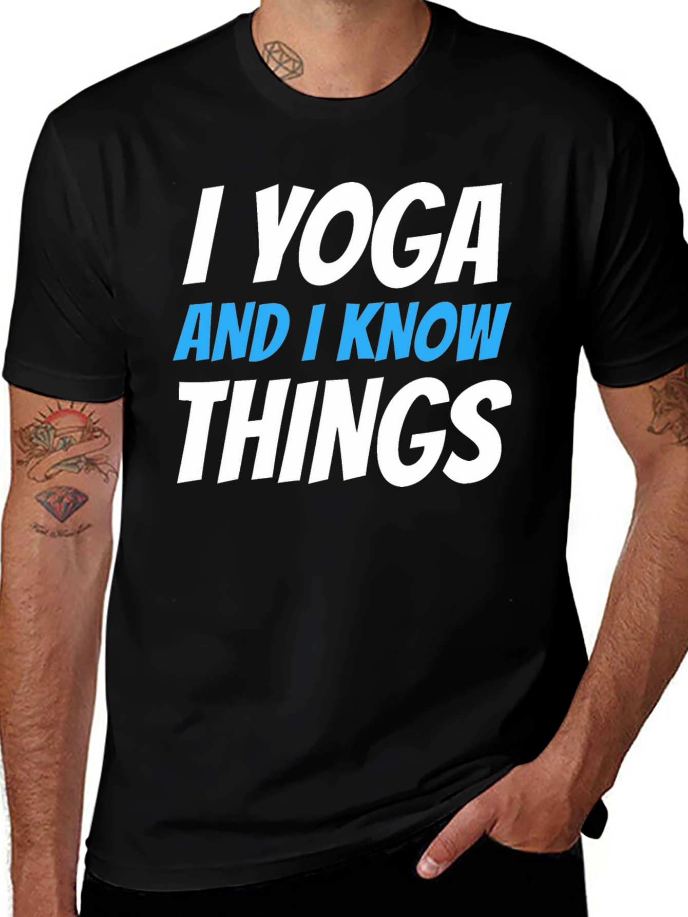 Variant 30 of Yoga and I Know Things Black T-Shirt