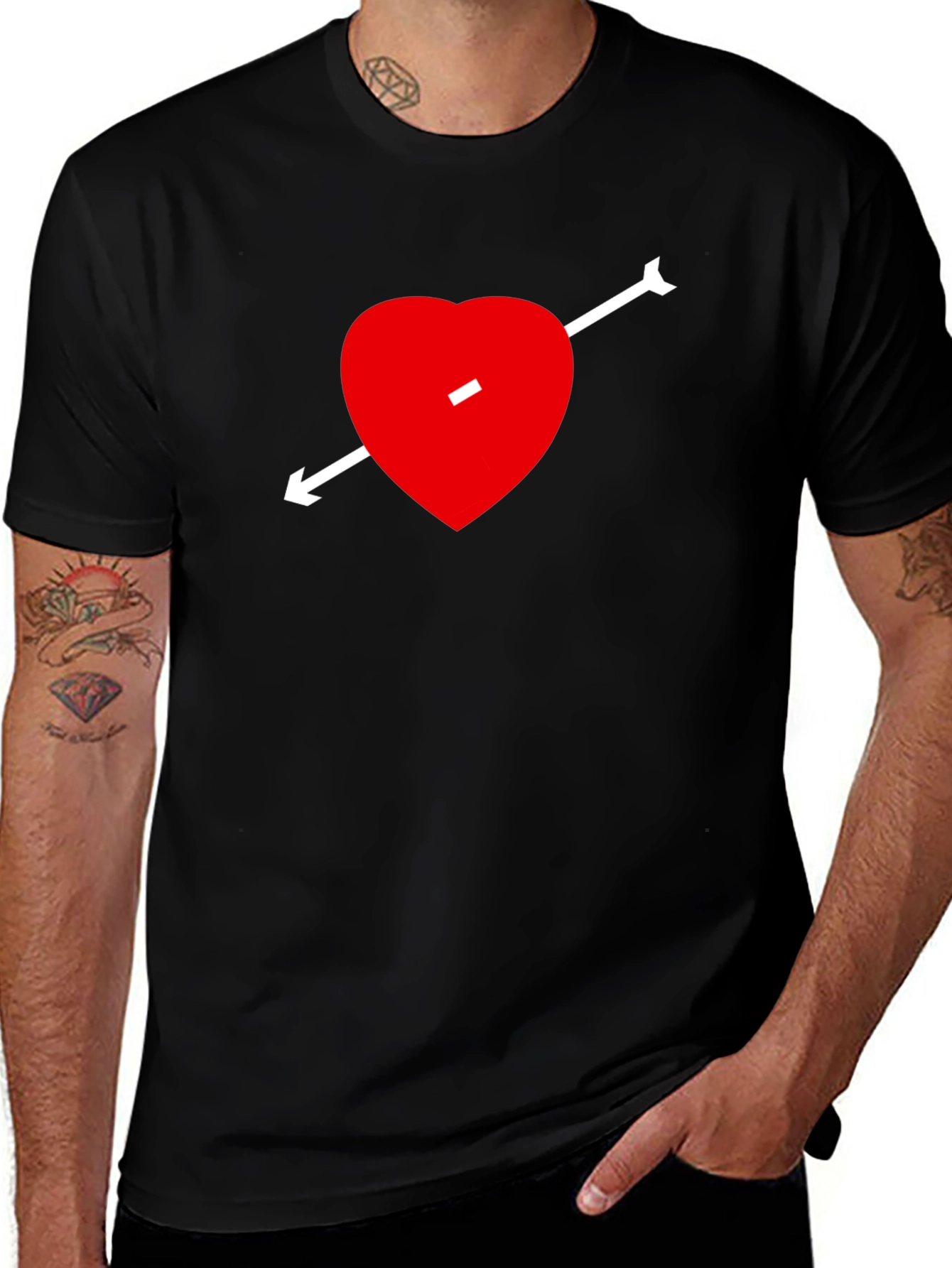 Variant 30 of Heart Arrow Graphic Black T-Shirt