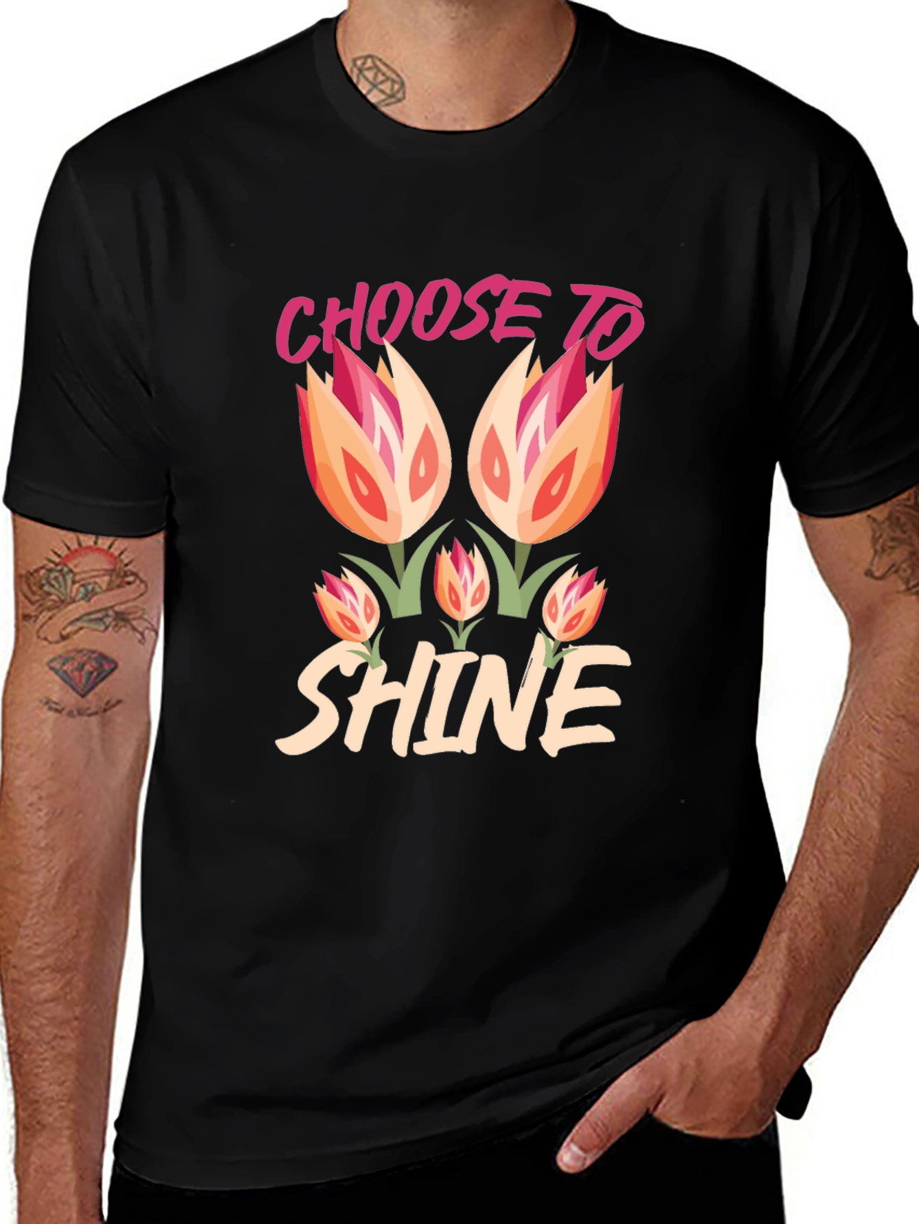 Variant 6 of Choose to Shine Graphic Tee - Black Cotton Blend