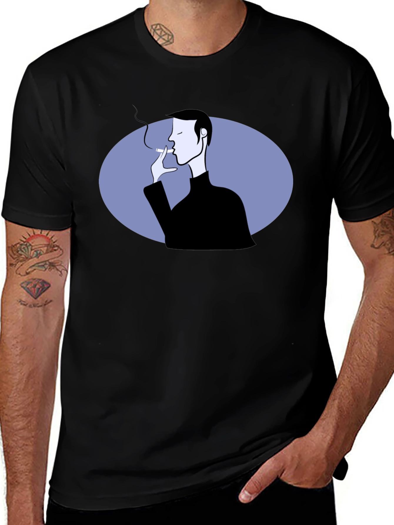 Variant 27 of Stylish Man Smoking Graphic Tee