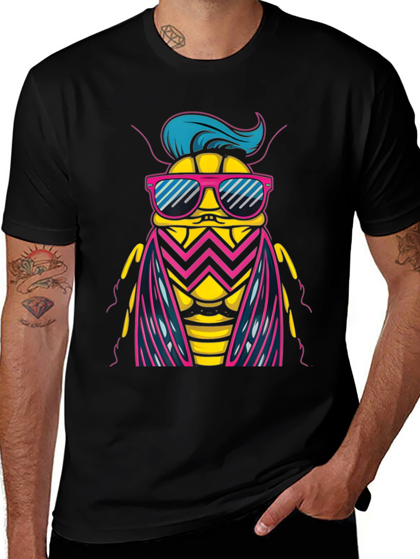 Variant 22 of Cool Bug Graphic T-Shirt - Black Cotton Tee